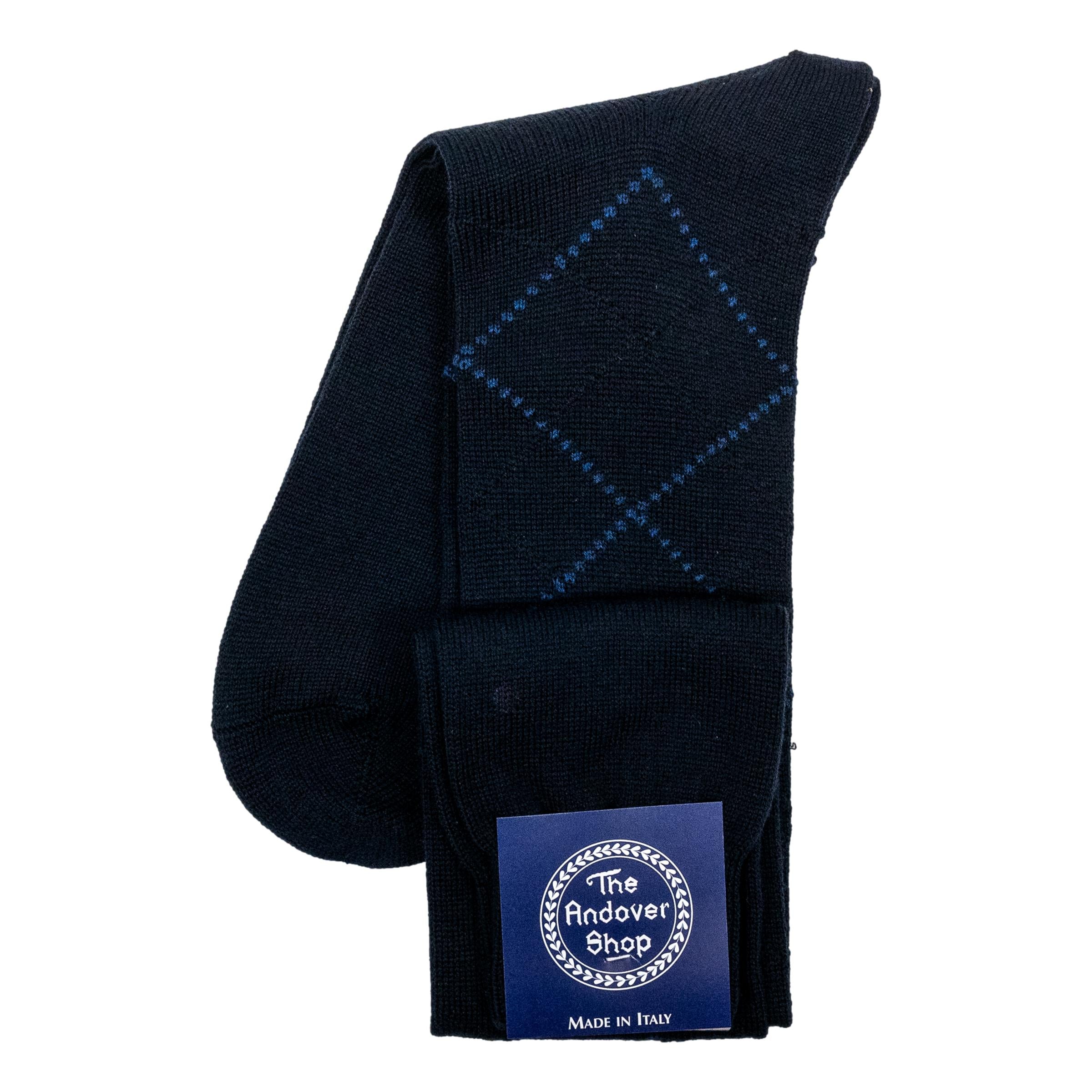 Over the Calf Argyle Wool Dress Socks