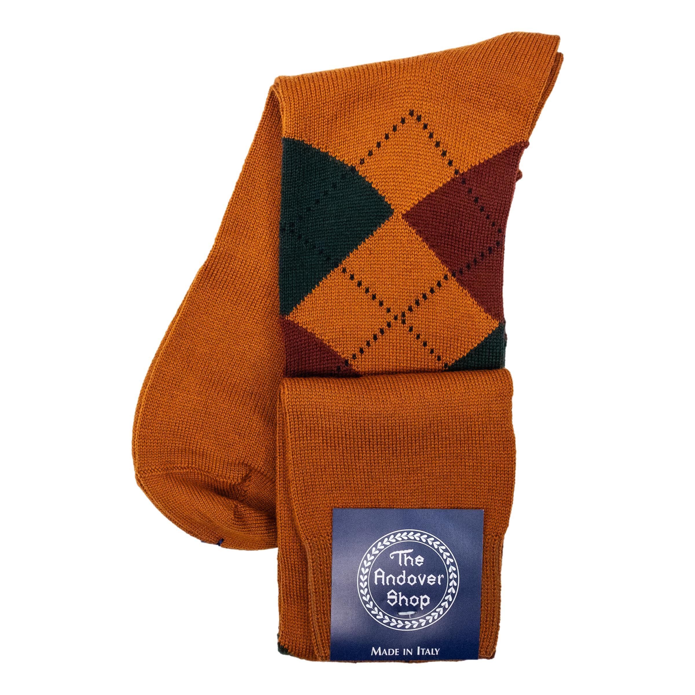 Over the Calf Argyle Wool Dress Socks