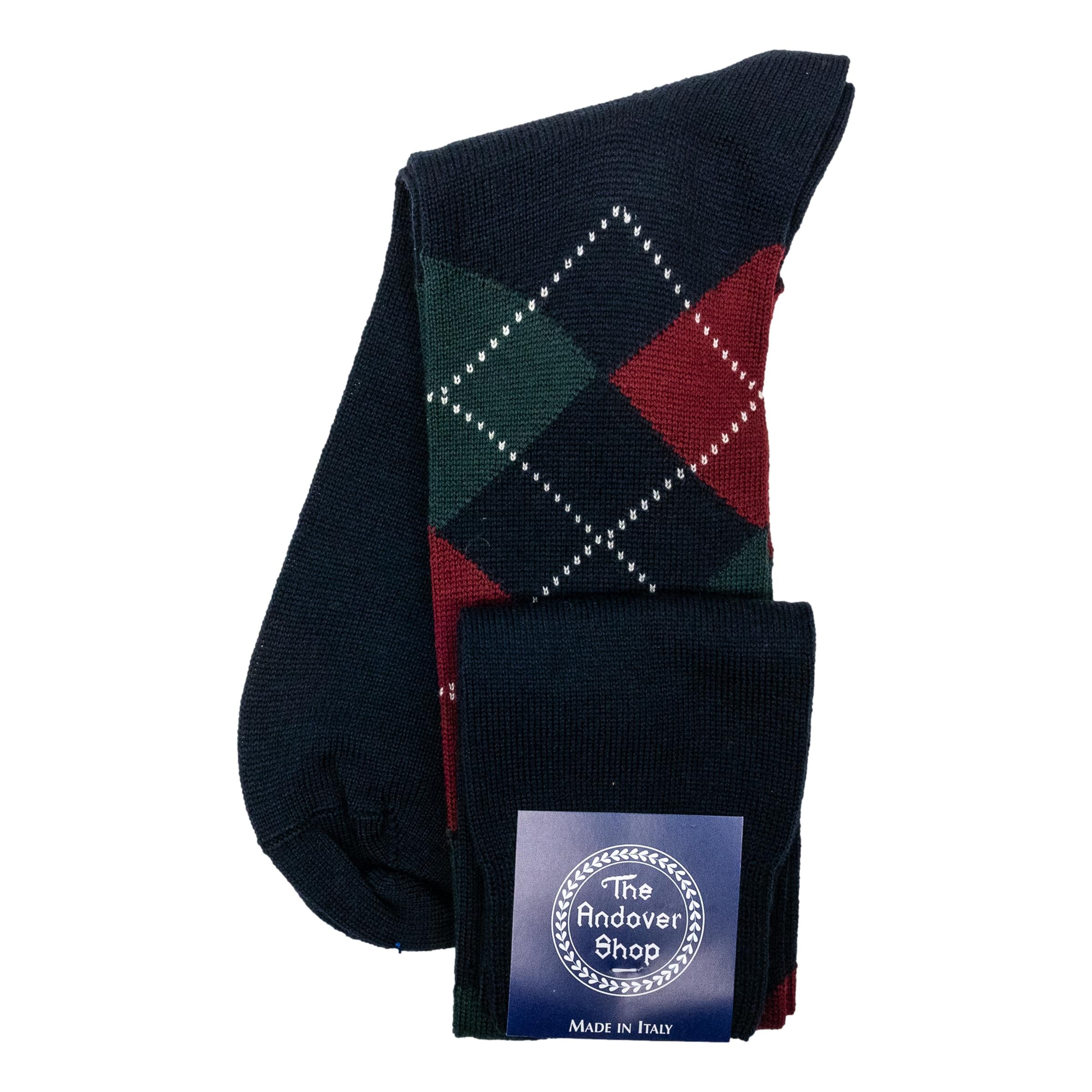 Over the Calf Argyle Wool Dress Socks