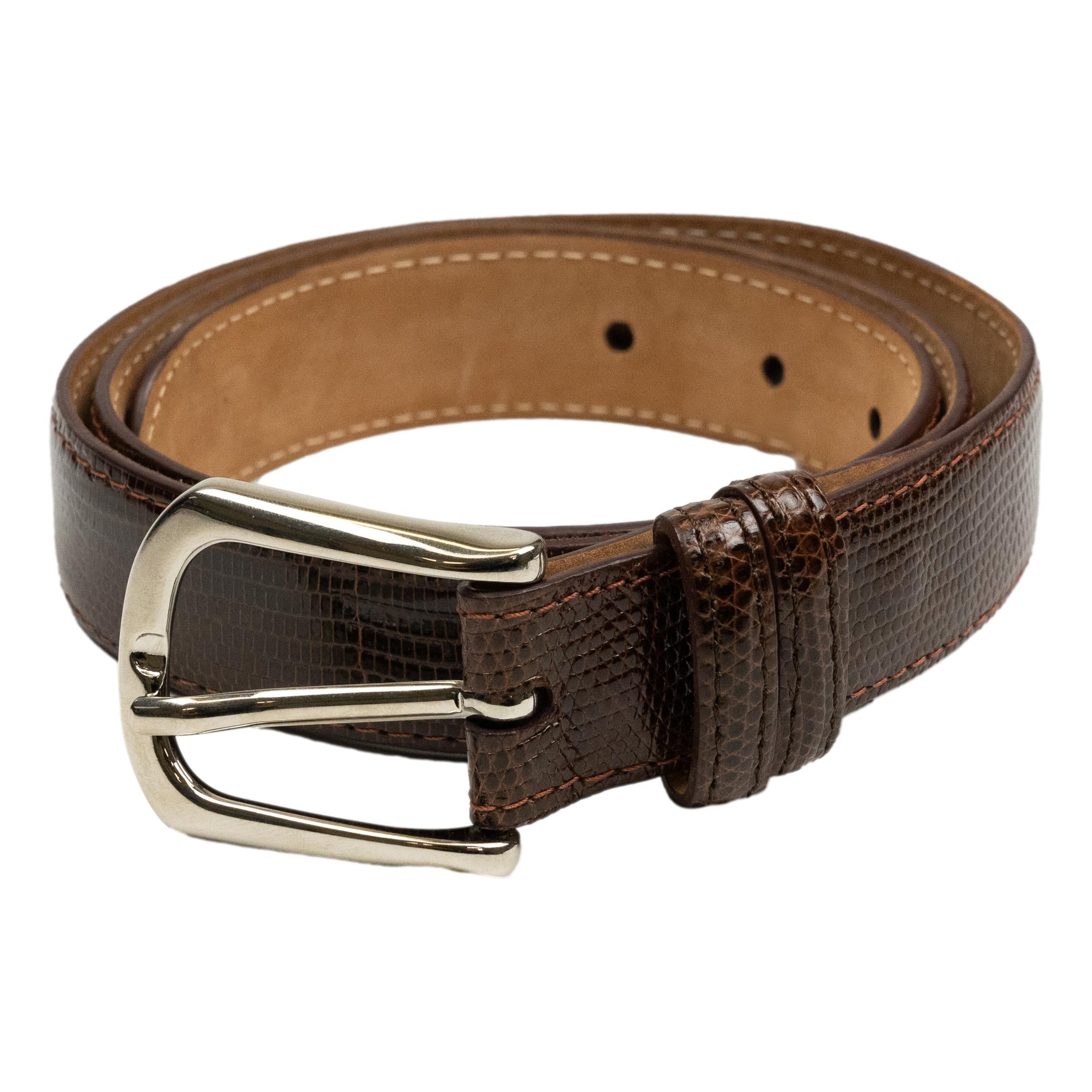 1 1/8" Lizard Skin Belt with Nickel Buckle