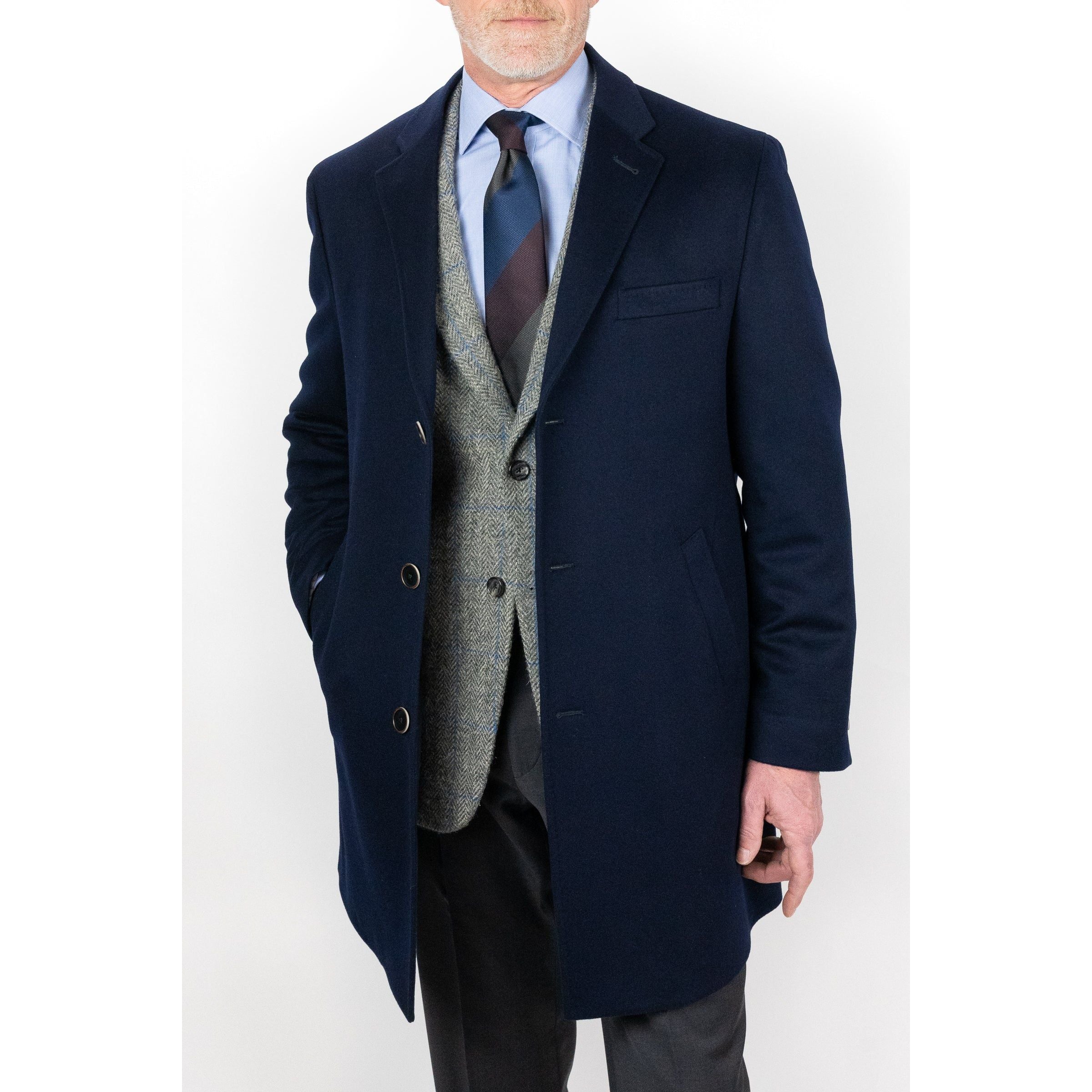 Navy Wool Top Coat