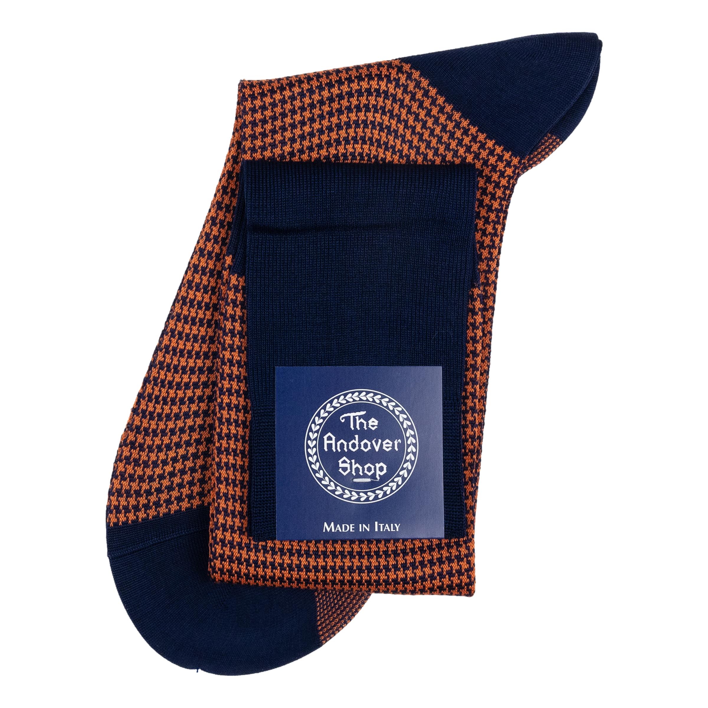 Over-the-Calf Cotton Houndstooth Dress Sock