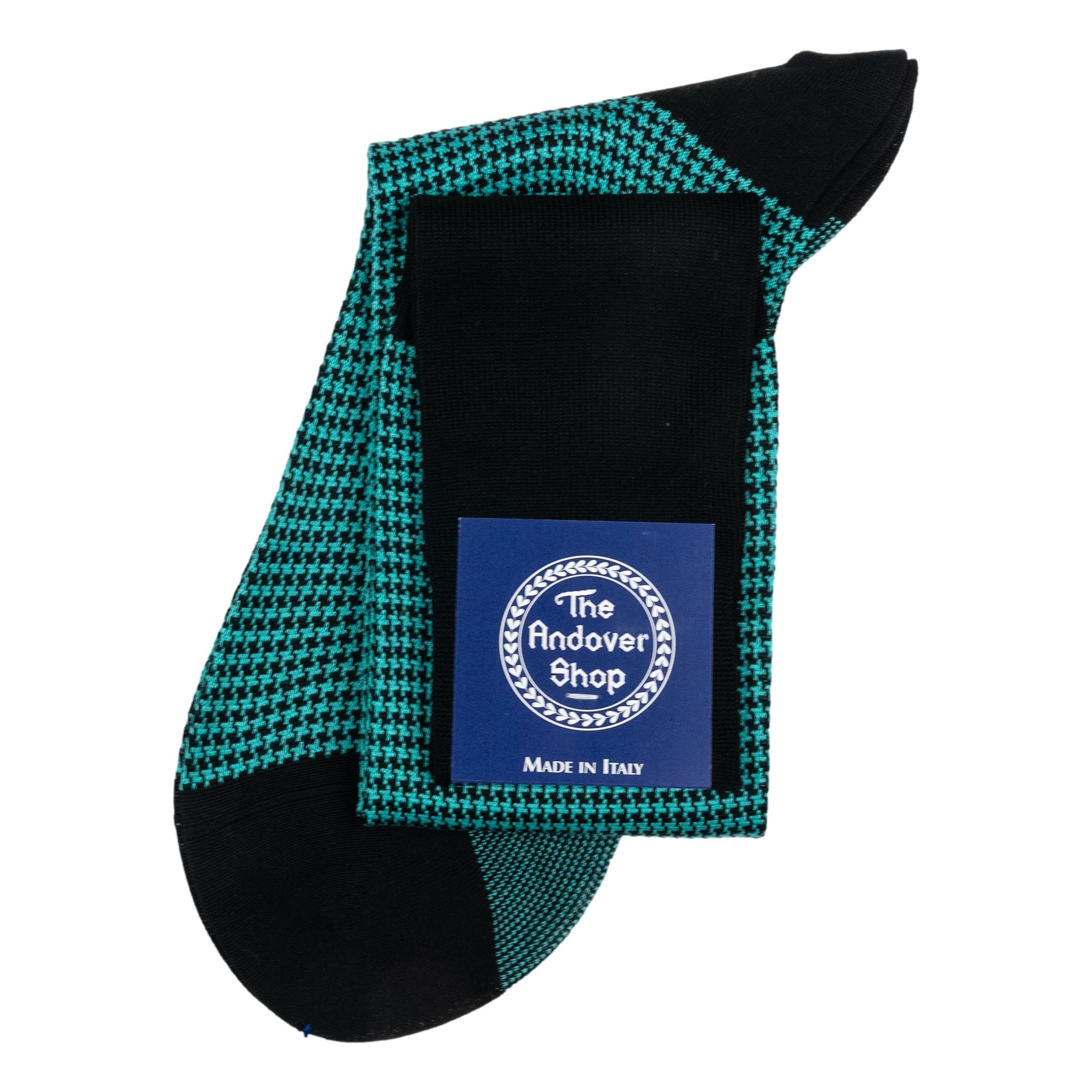 Over-the-Calf Cotton Houndstooth Dress Sock