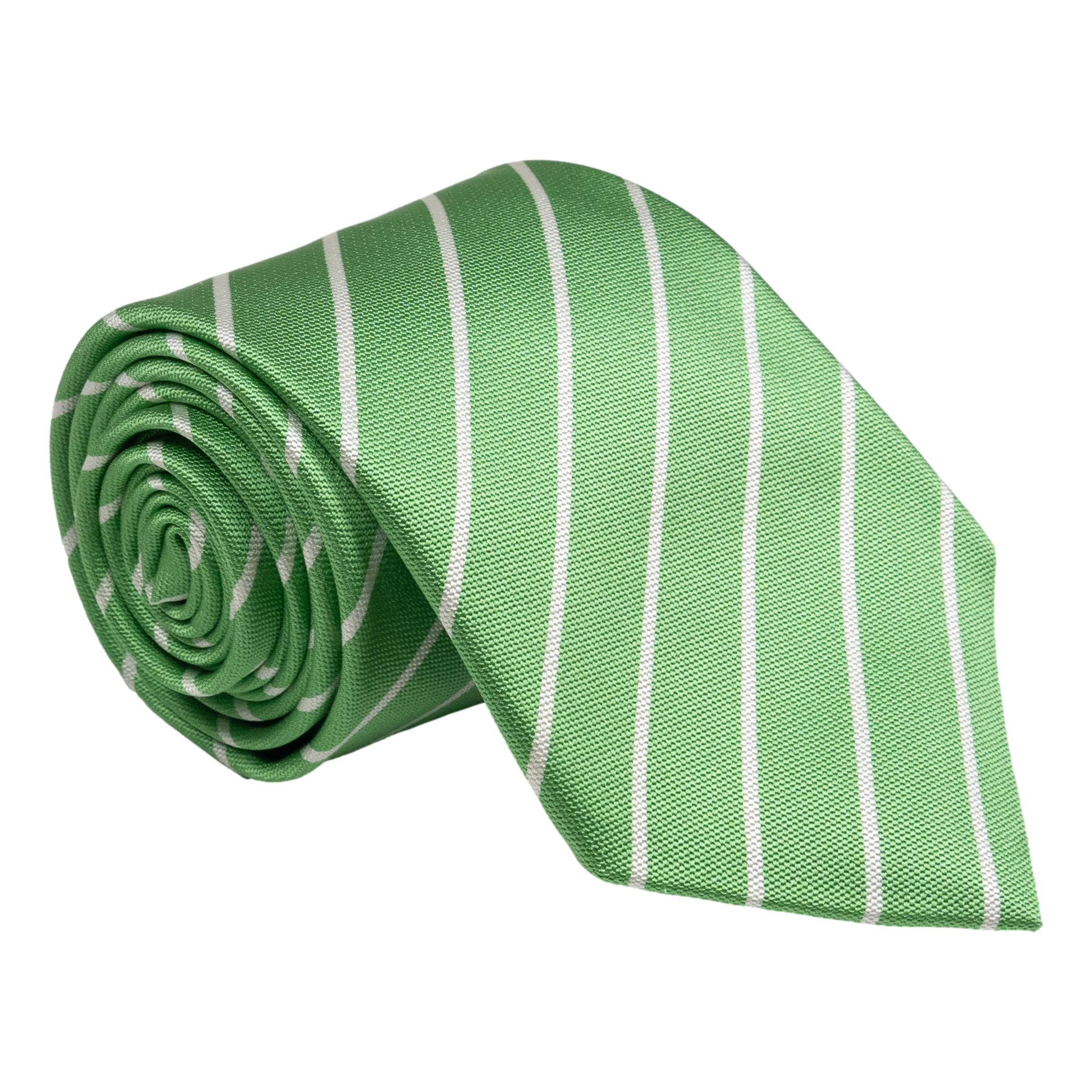 White Reppe Stripe with Solid Ground Woven Silk Tie