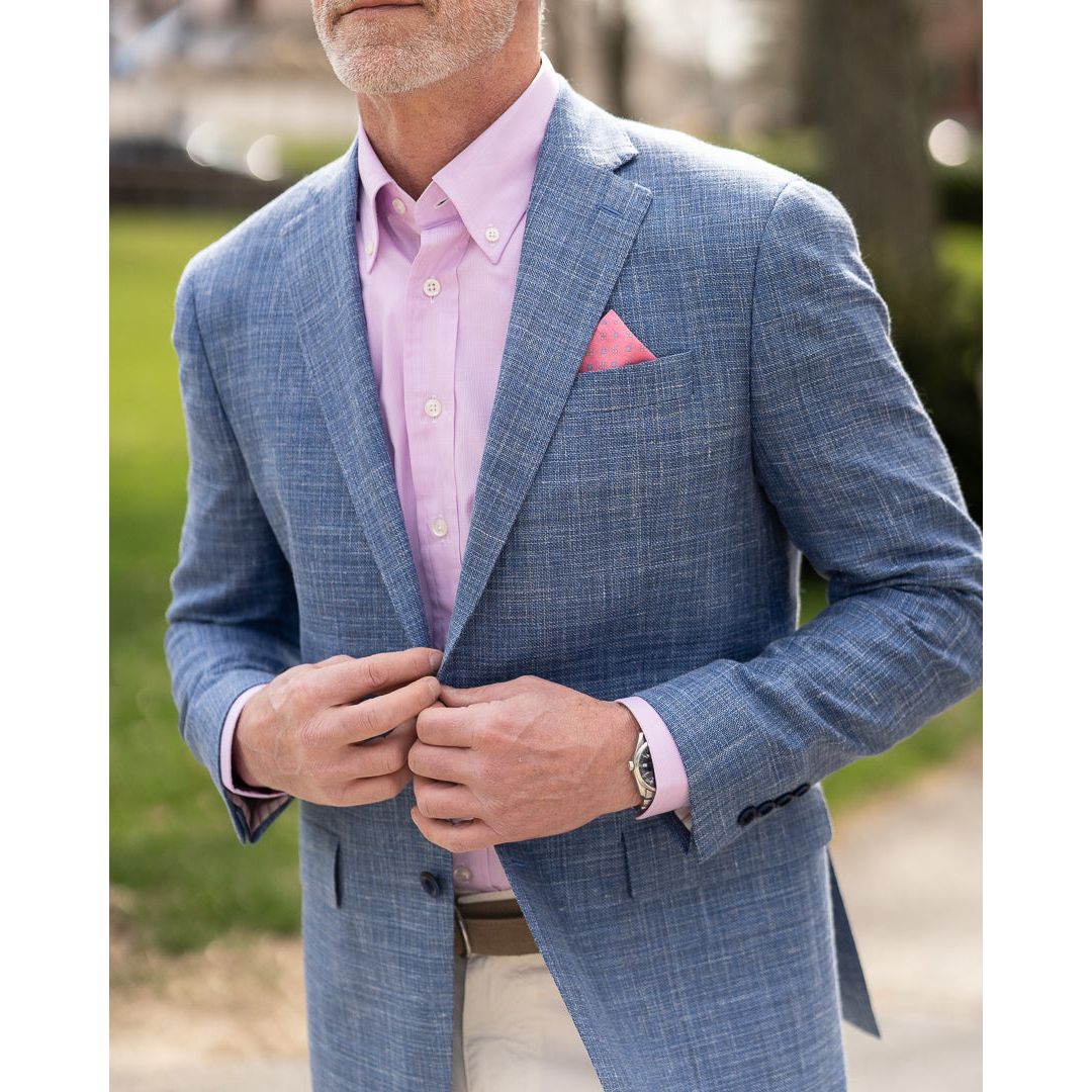 Sky Blue Wool, Silk, and Linen Sport Coat