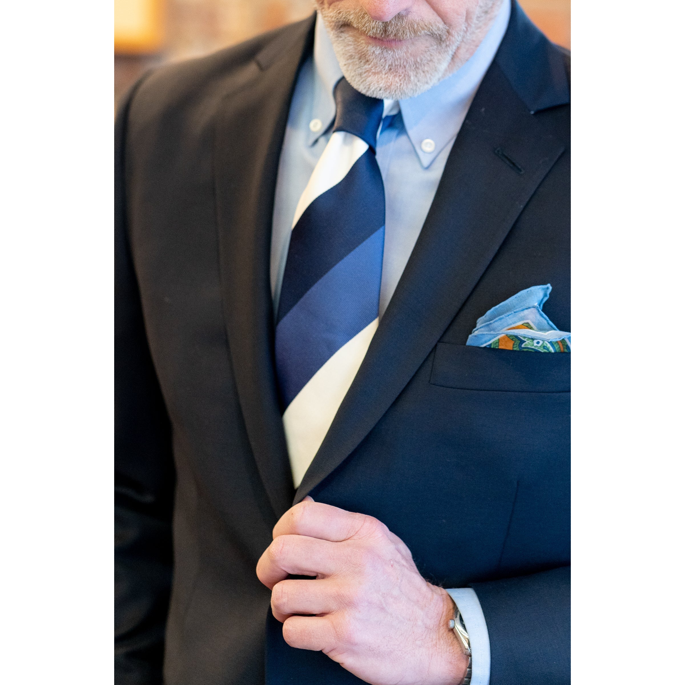 Andover Anniversary Block Stripe Silk Tie