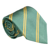 Sea Foam and Pale Yellow Double Reppe Stripe Silk Tie