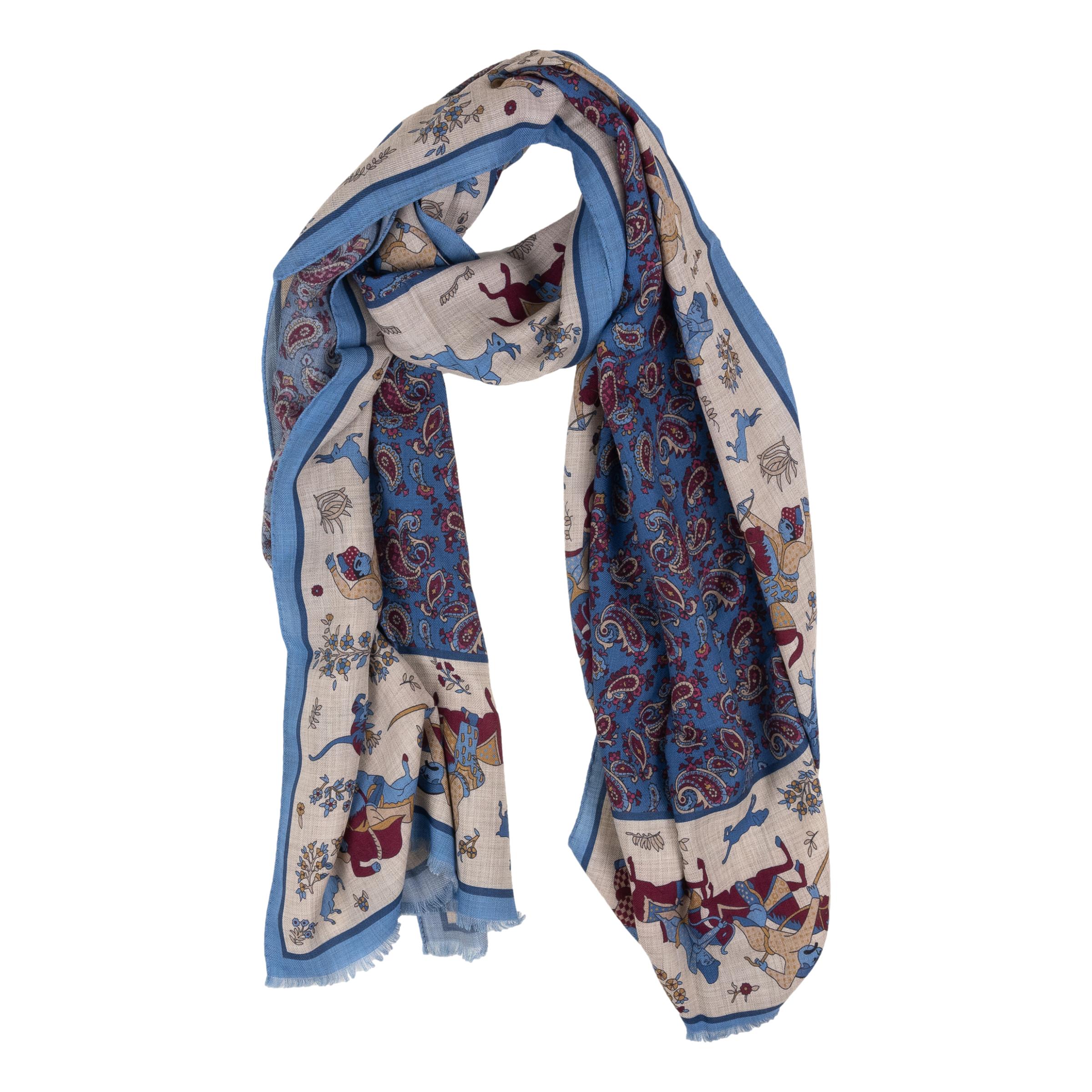 Horse Archer Bordered Paisley Scarf