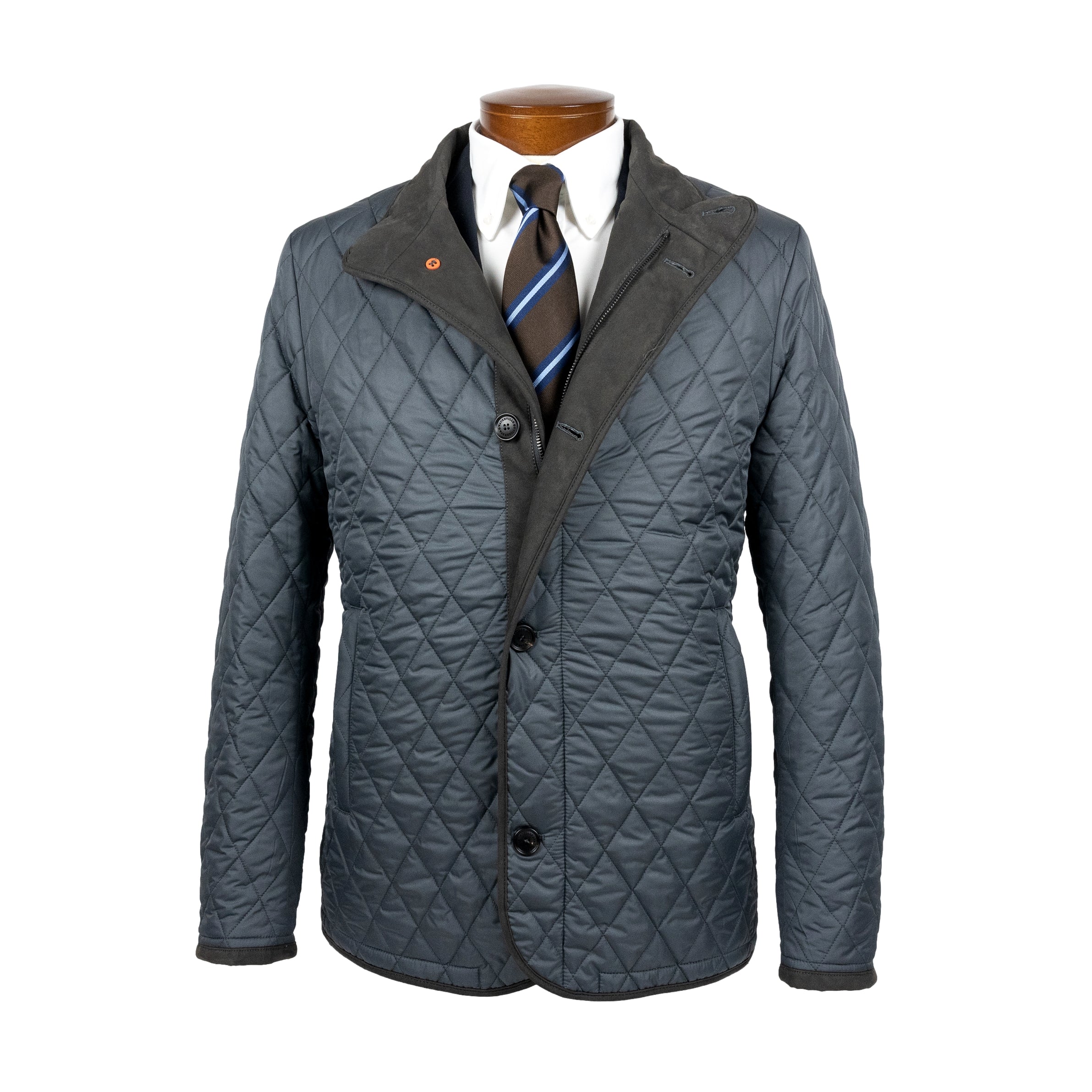 Steel Quilted Waterville Jacket with Alcantara Trim