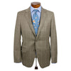 Tan Herringbone with Beige and Khaki Windowpane Wool Sport Coat