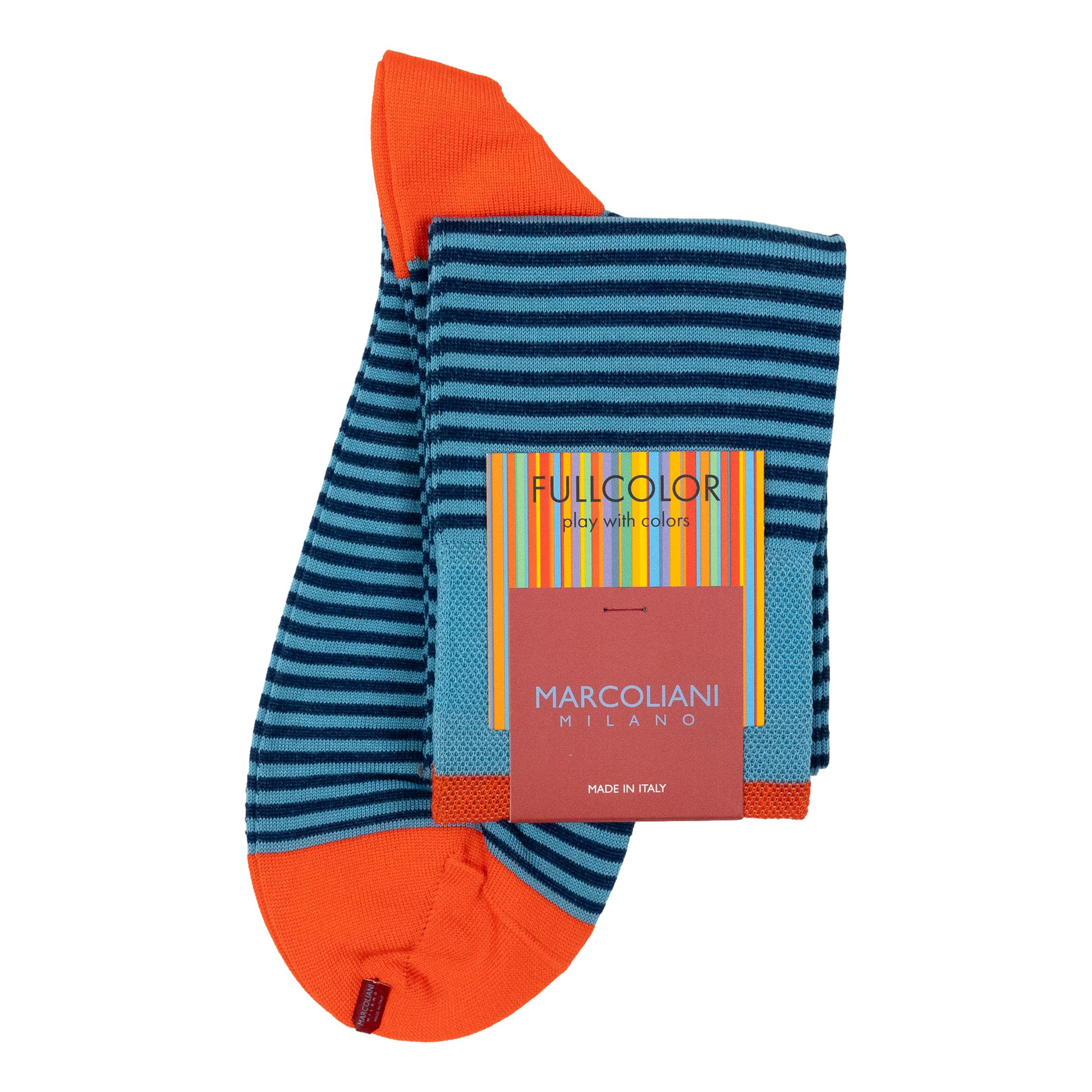 Pima Cotton Palio Stripe Over the Calf Dress Socks