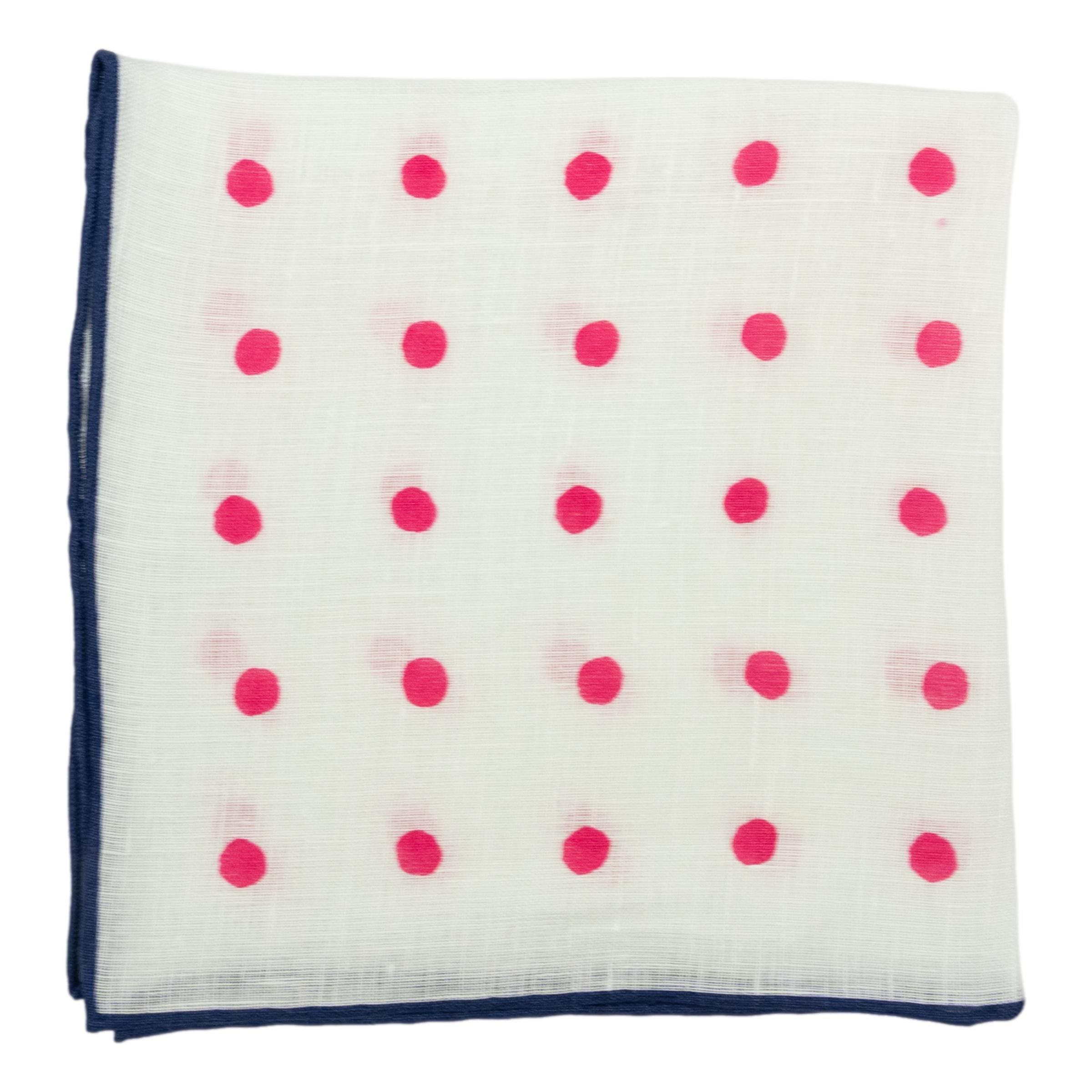 Large Polka Dot Linen Pocket Square