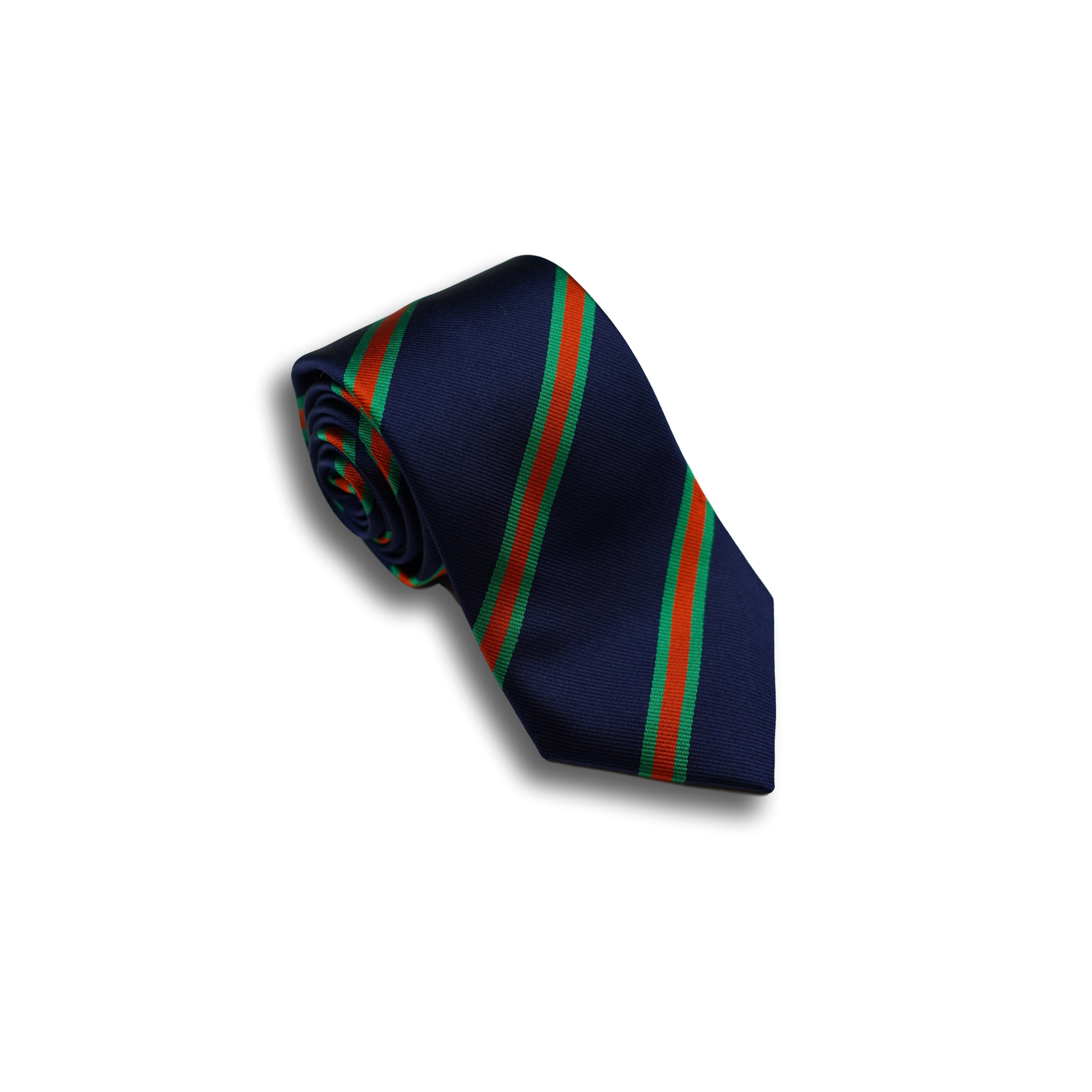 Navy and Kelly Green/Orange Reppe Stripe Tie