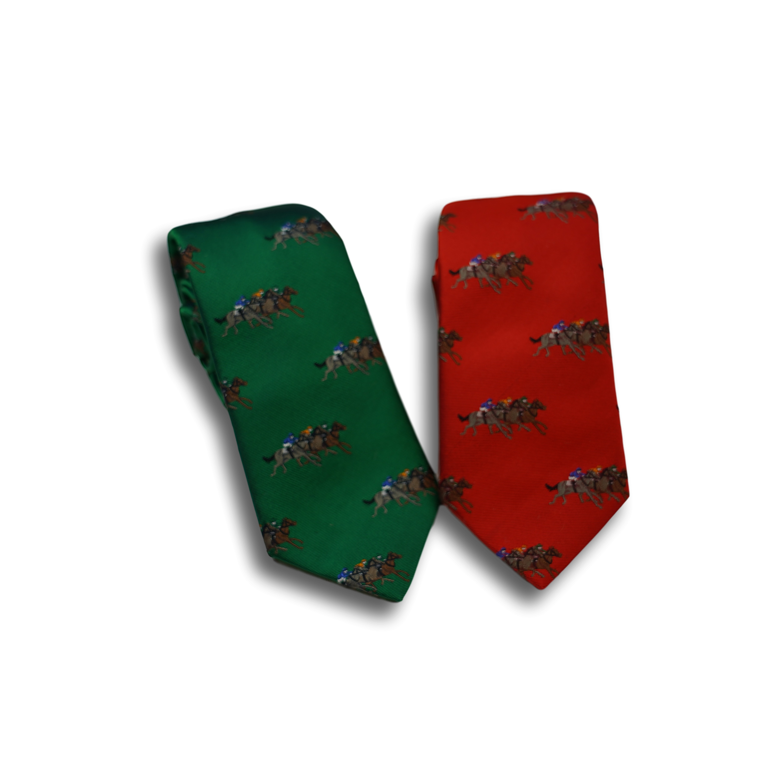 Rust Silk Tie with Racing Horses