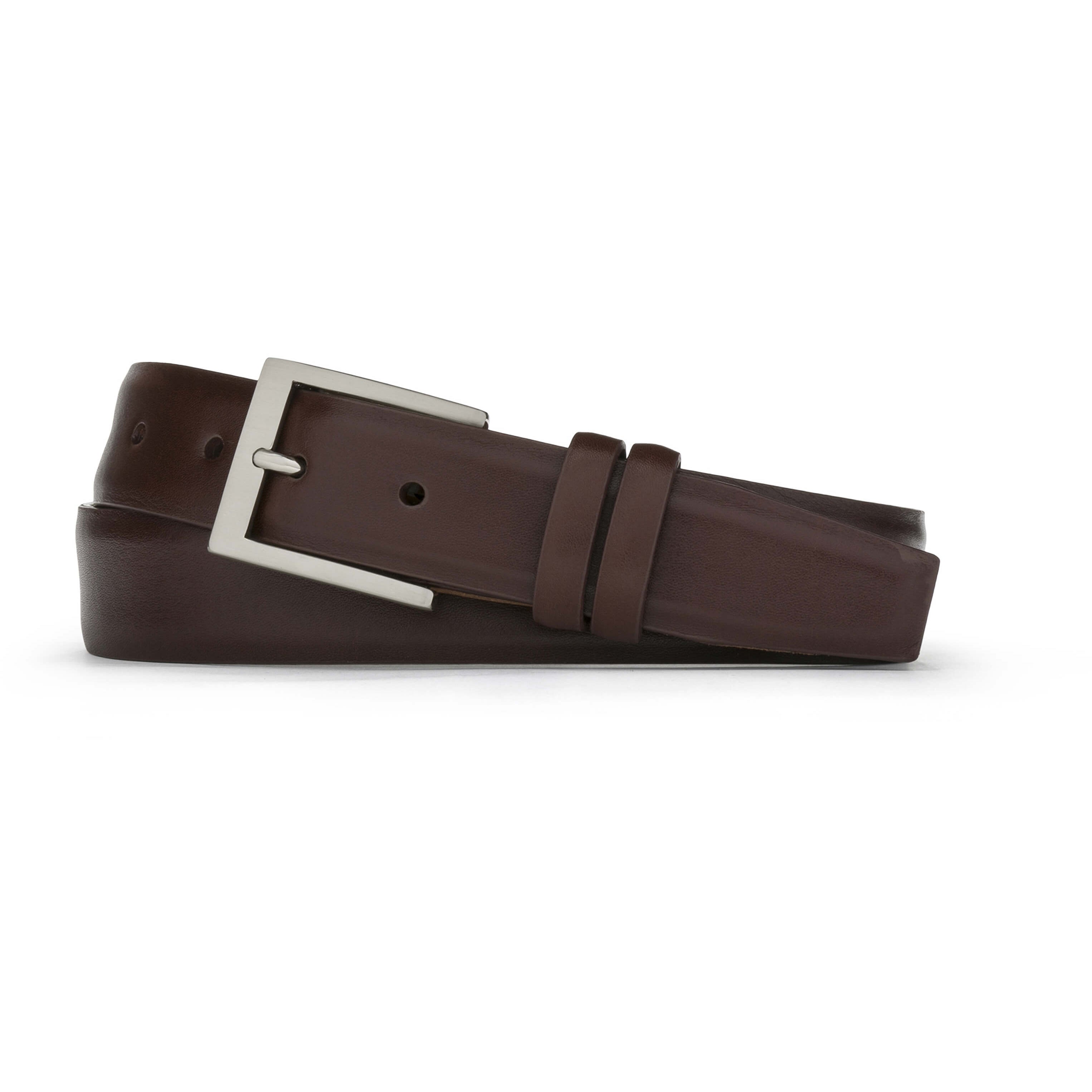 1 1/4" Semi-Matte Calfskin Belt with Brushed Nickel Buckle