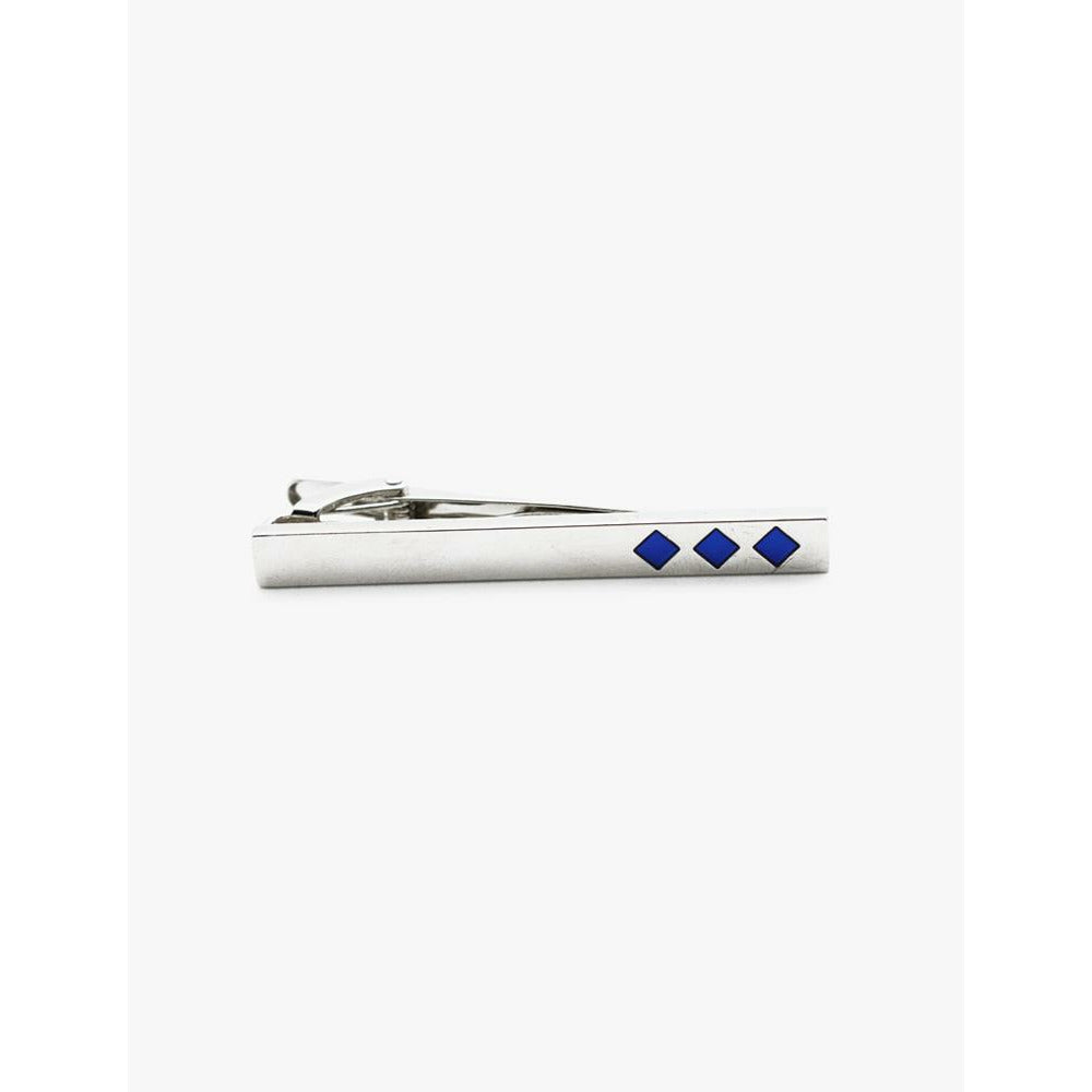 Blue Enamel Diamond Tie Bar