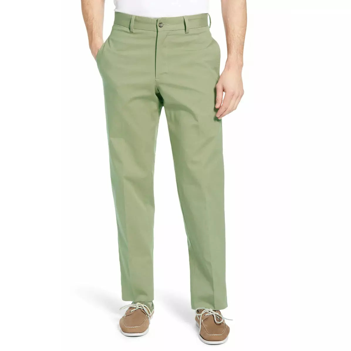 Cotton Khaki Twill Plain Front Trouser