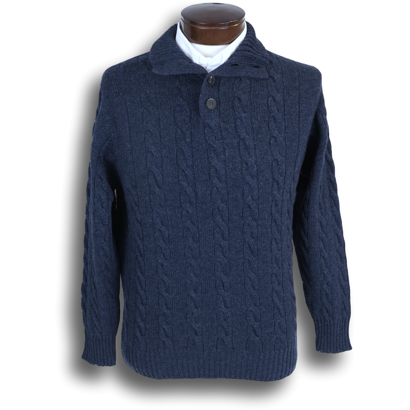 Lambswool 4-button Mock Sweater