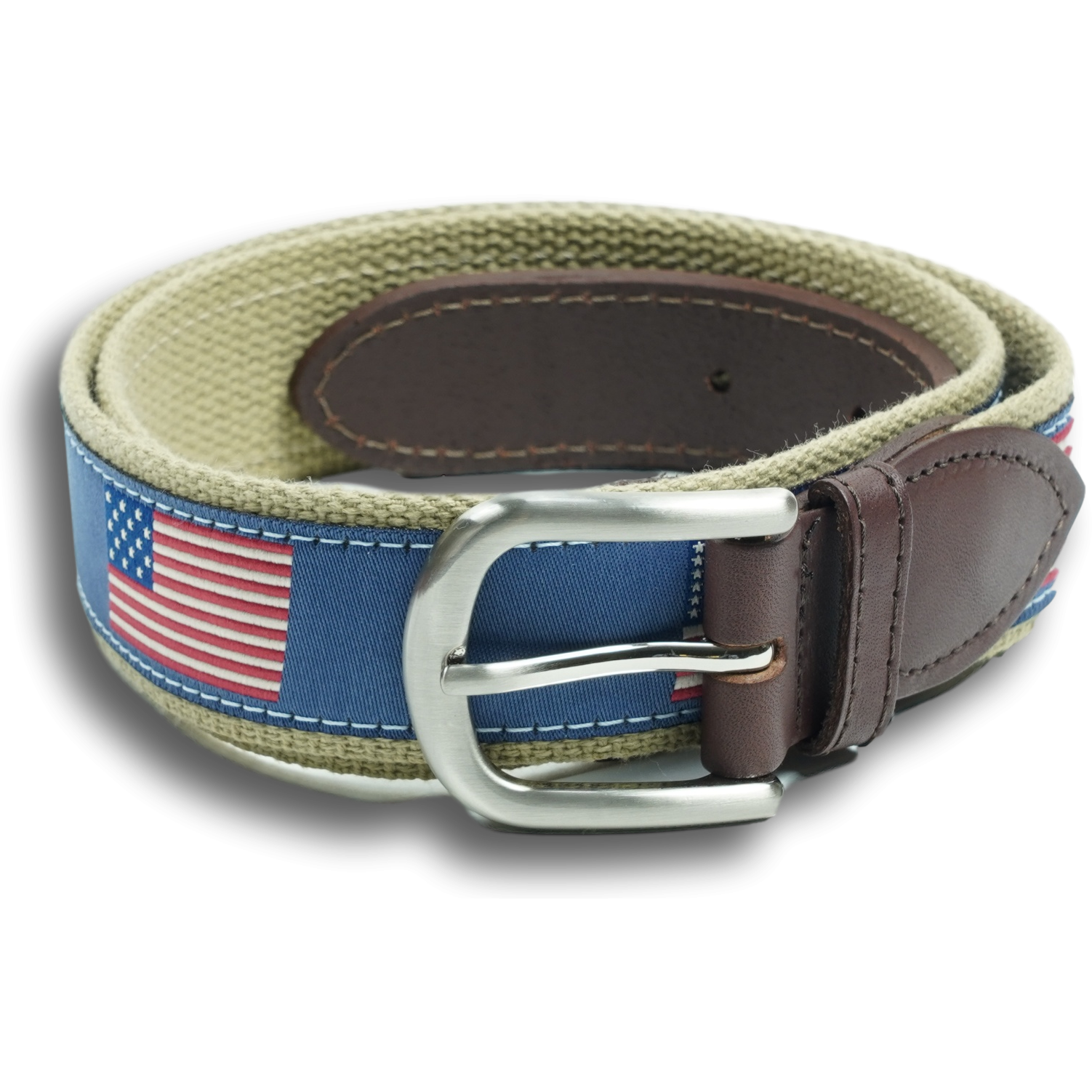 Historical American Flags Leather Tab Belt