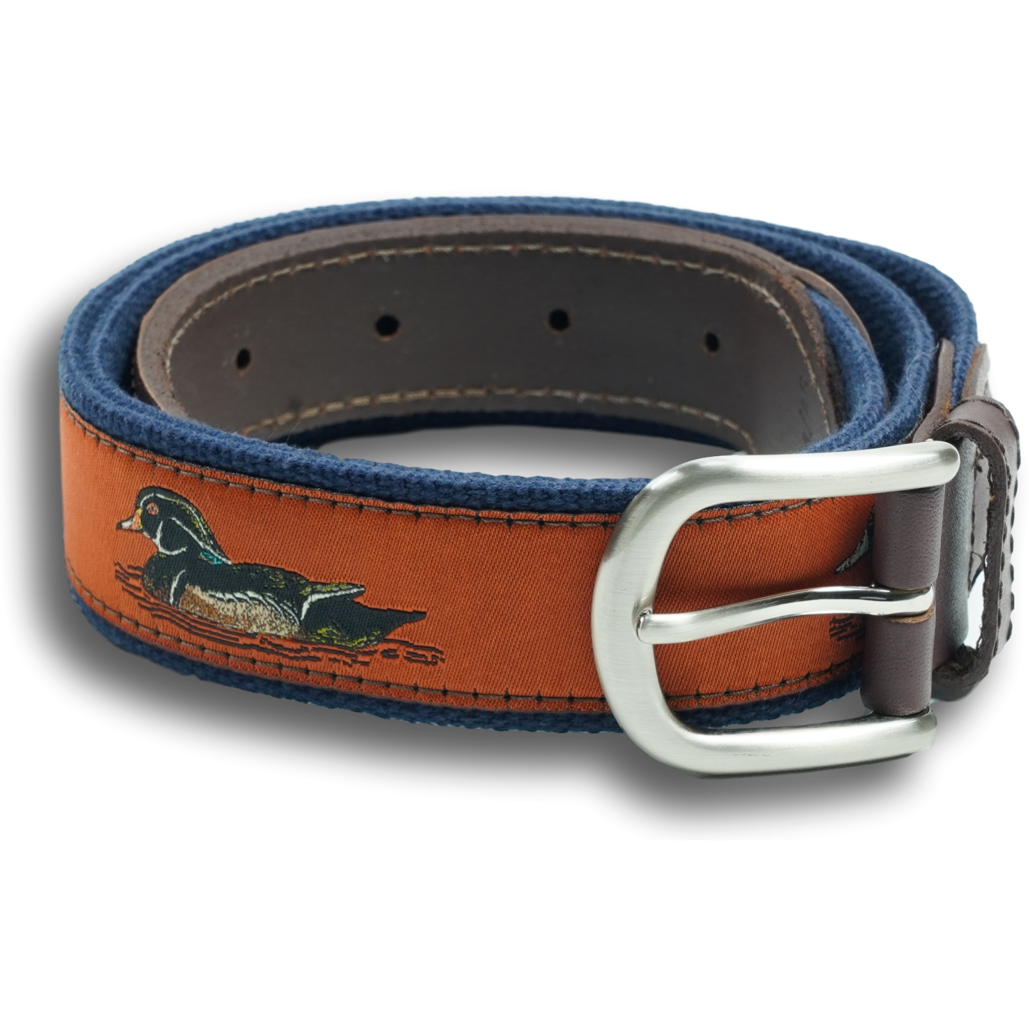 Burnt Sienna Ducks Leather Tab Belt