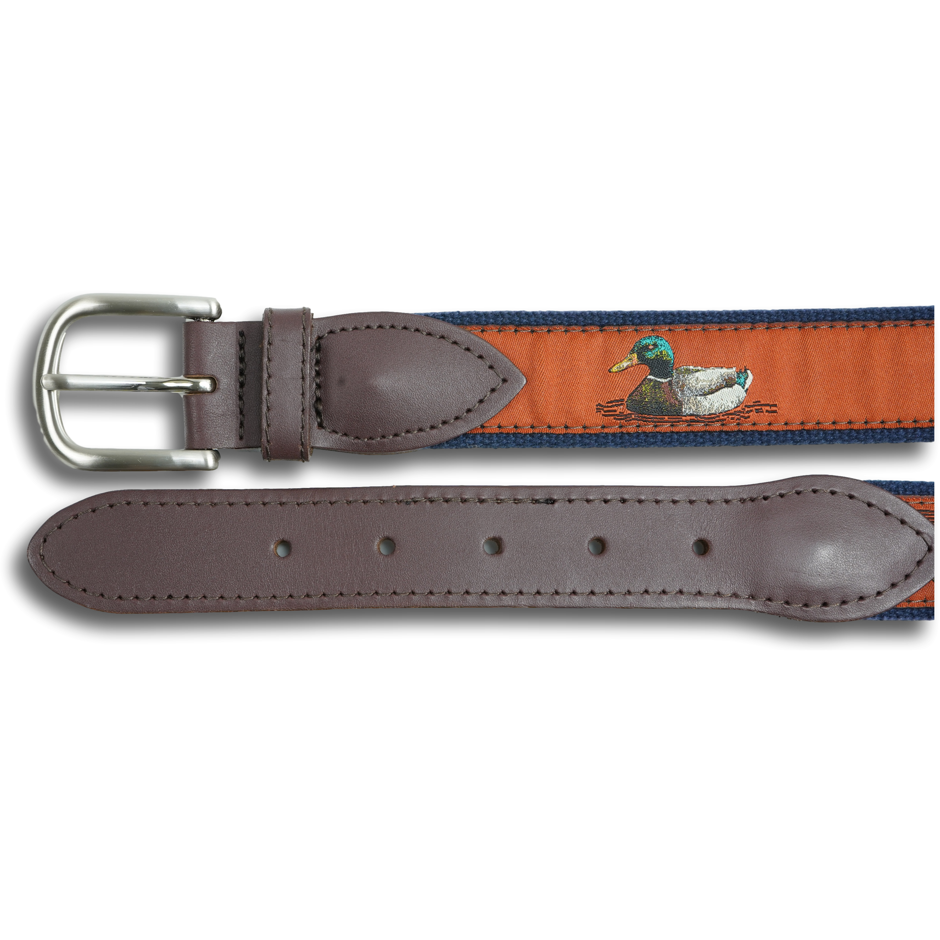 Burnt Sienna Ducks Leather Tab Belt