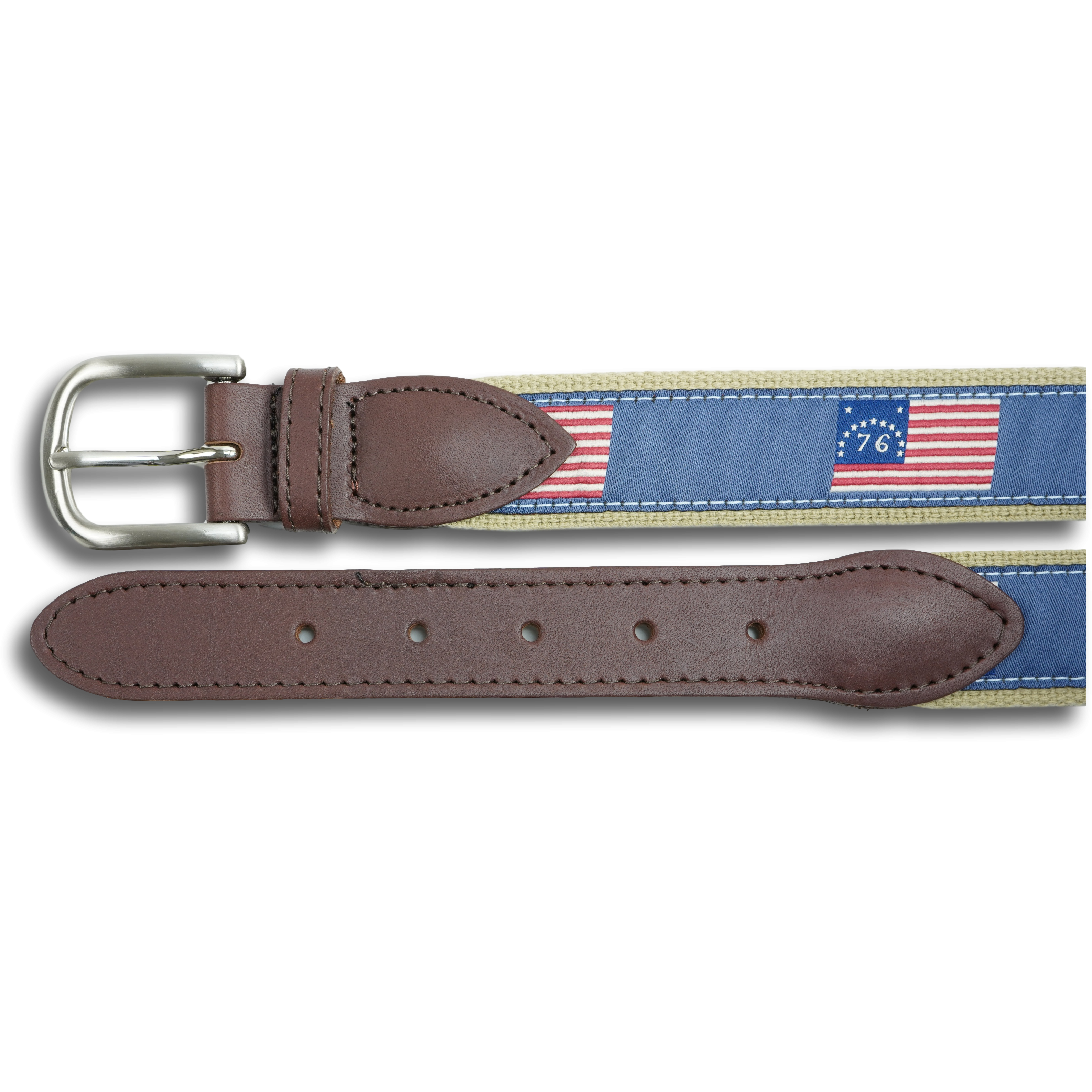 Historical American Flags Leather Tab Belt