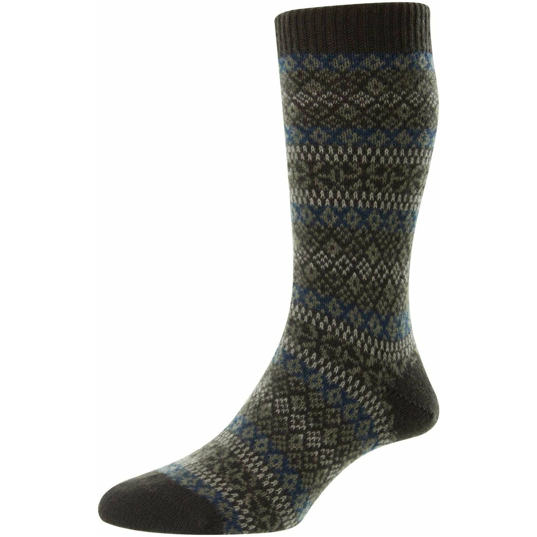 Sherborne Cashmere Fairsisle Mid-calf Dress Socks