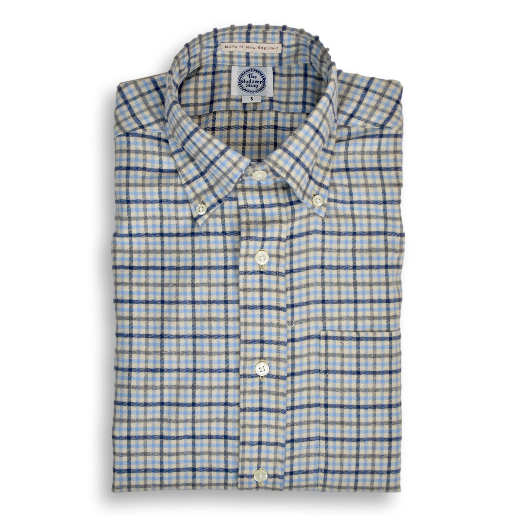 Light Blue and Navy Check Flannel Sport Shirt