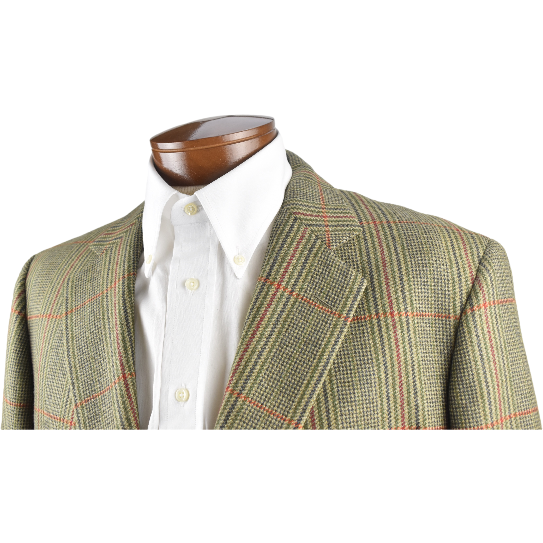 Olive Green Glen Plaid with Brick Red and Burnt Orange Windowpane Sport Coat