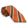 Burnt Orange with Fawn and Wine Repp Stripe Silk Tie