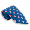 Blue with Red and White Circle Patterned Silk Tie