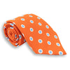 Orange with Sky Blue and White Circle Patterned Silk Tie