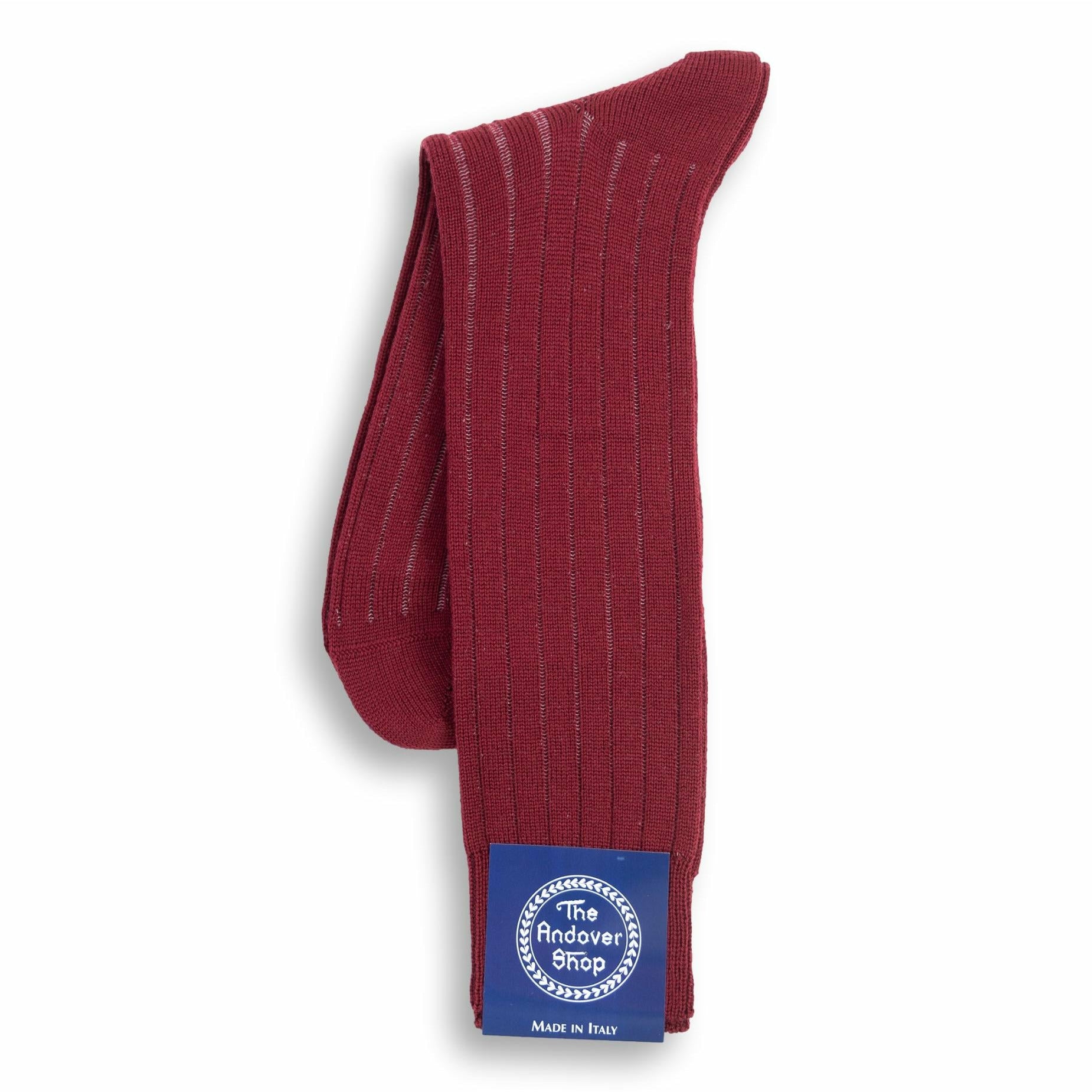 Mid-Calf Ribbed Shadow Stripe Wool Dress Socks