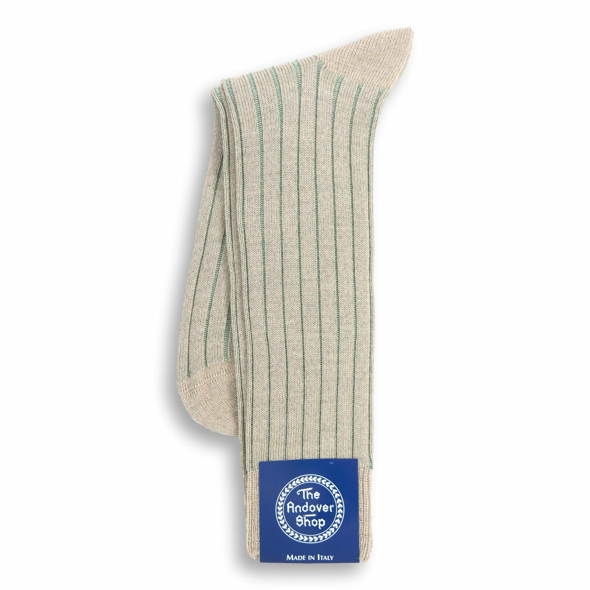 Mid-Calf Ribbed Shadow Stripe Wool Dress Socks