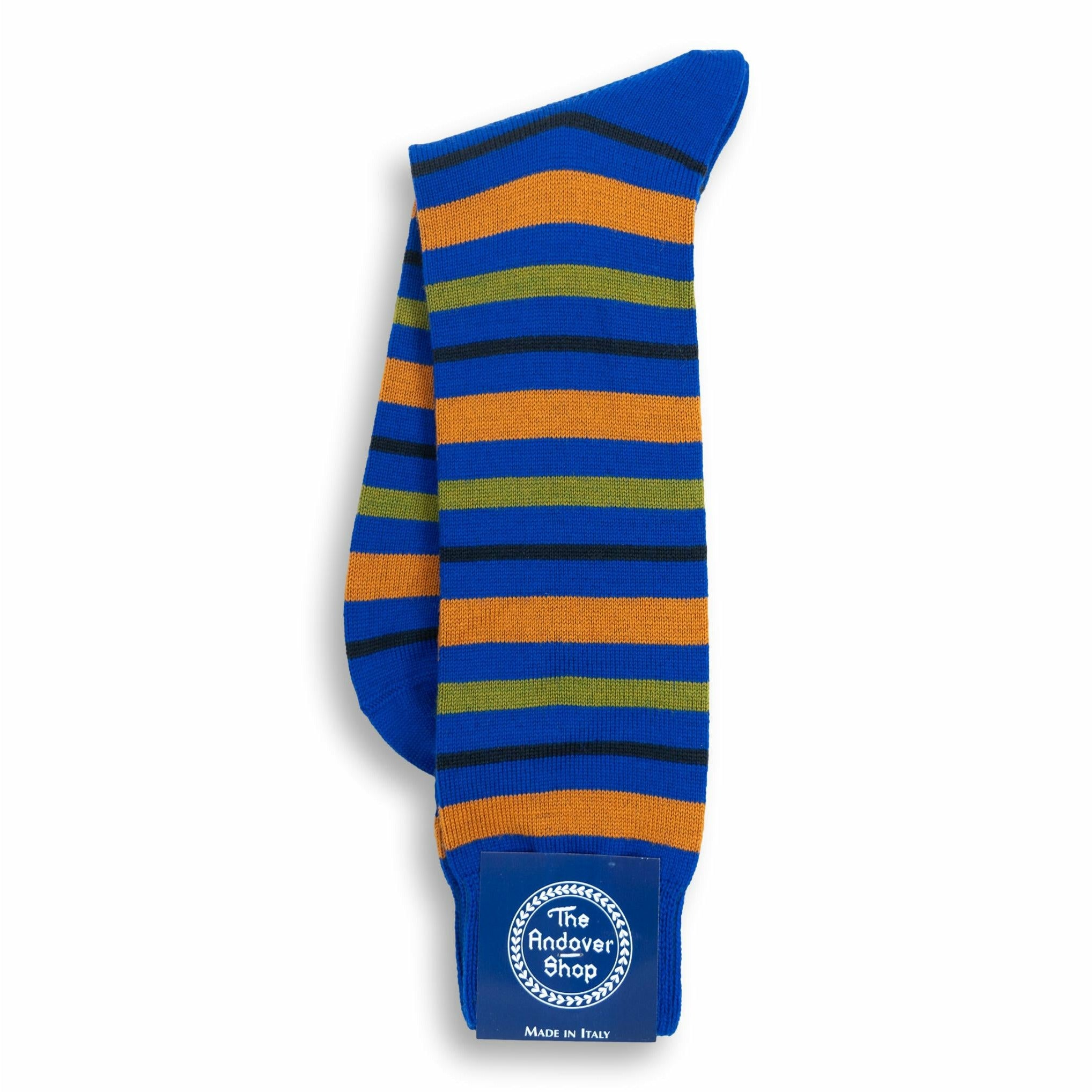 Mid-Calf Multi Stripe Wool Dress Socks