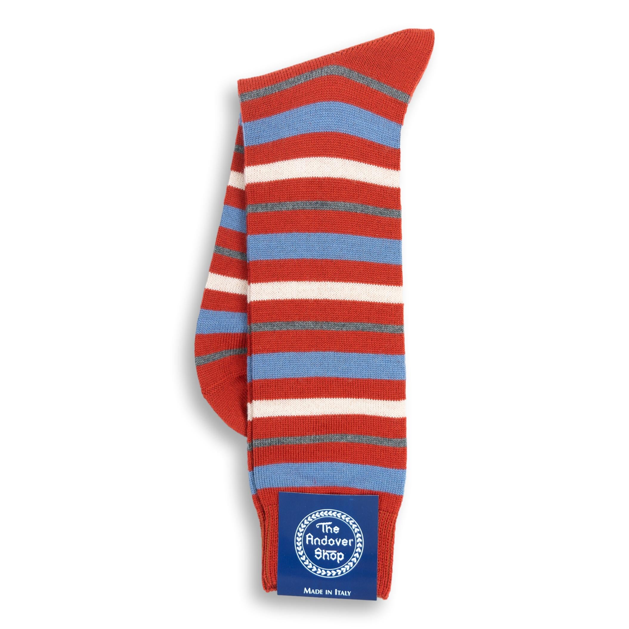 Mid-Calf Multi Stripe Wool Dress Socks