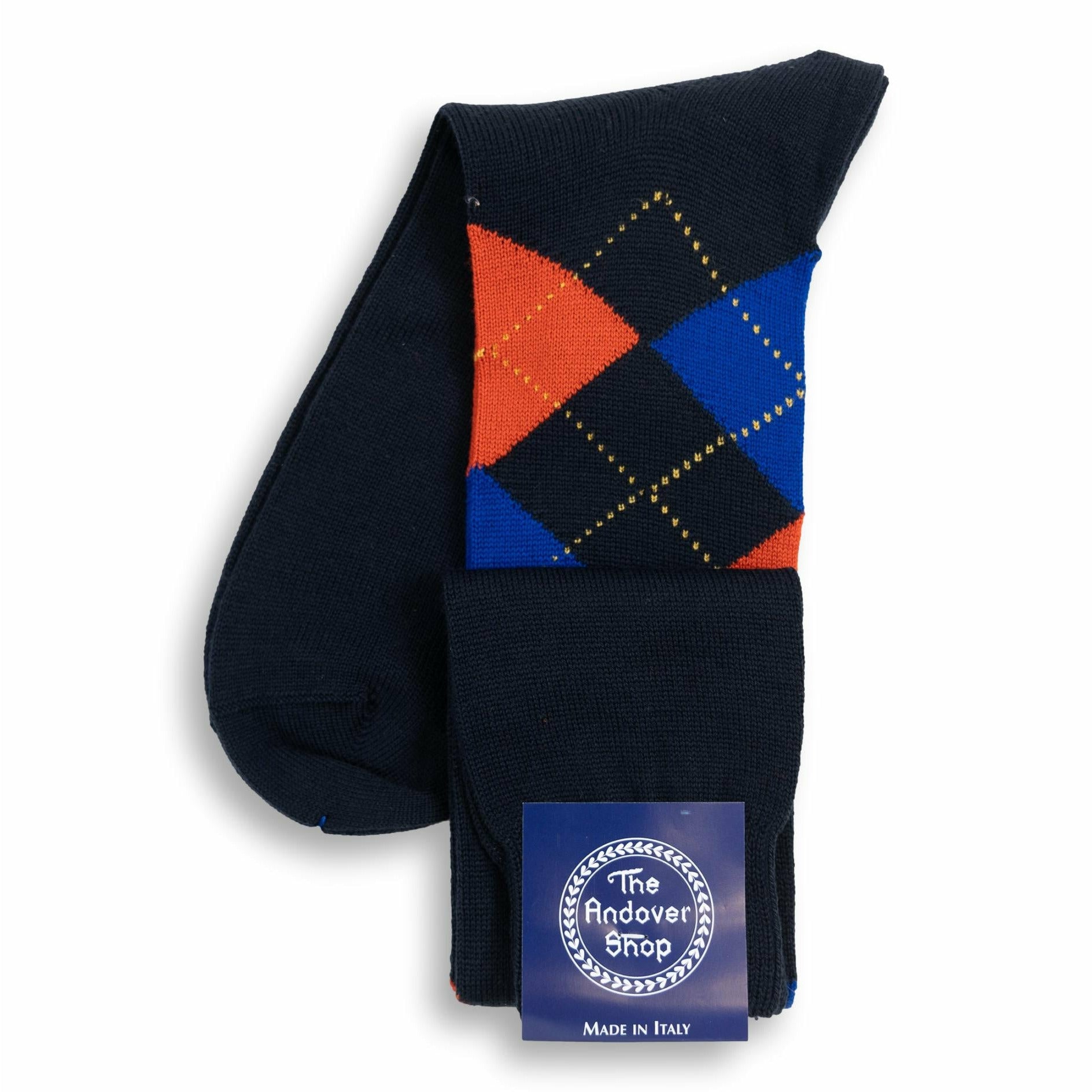 Over the Calf Argyle Wool Dress Socks