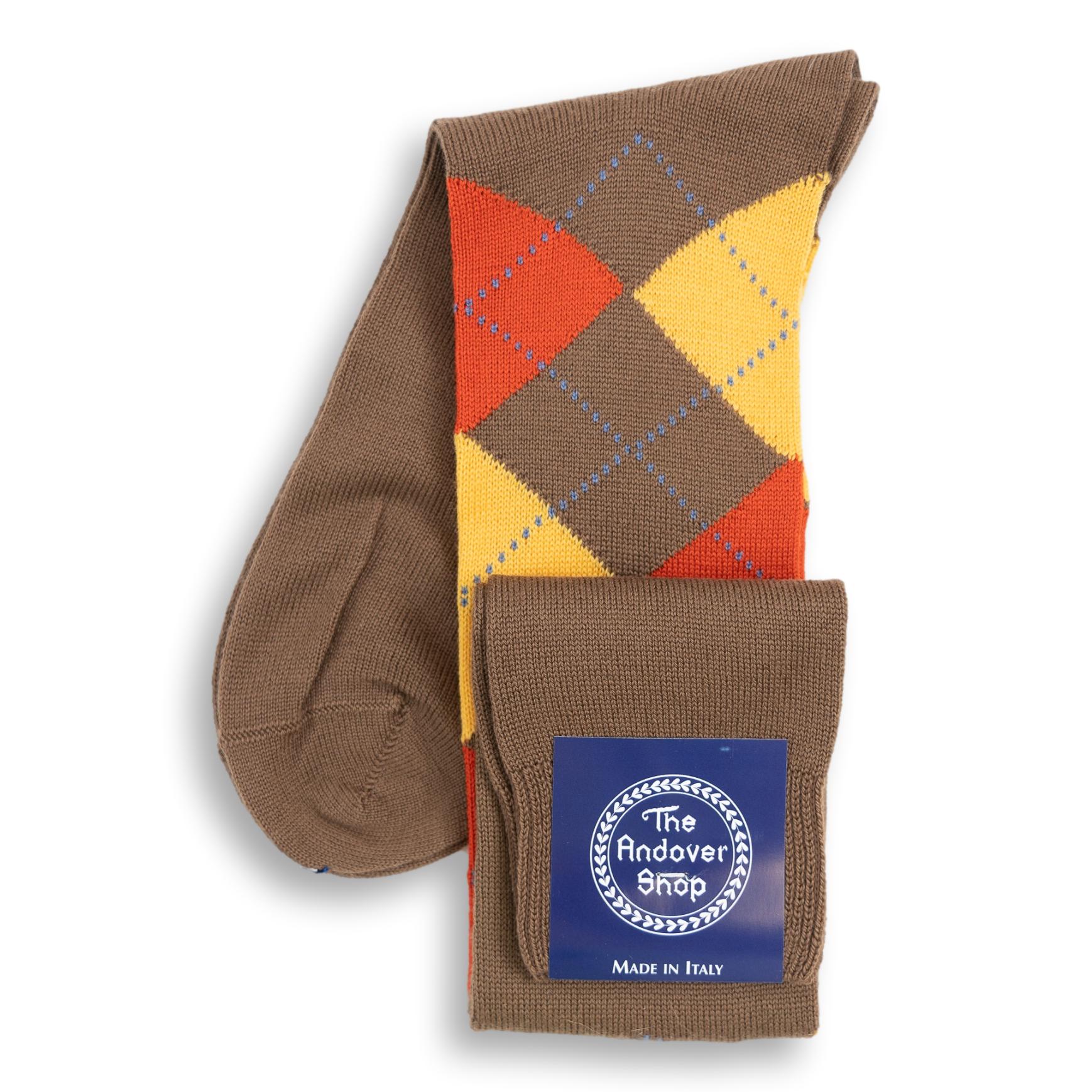 Over the Calf Argyle Wool Dress Socks