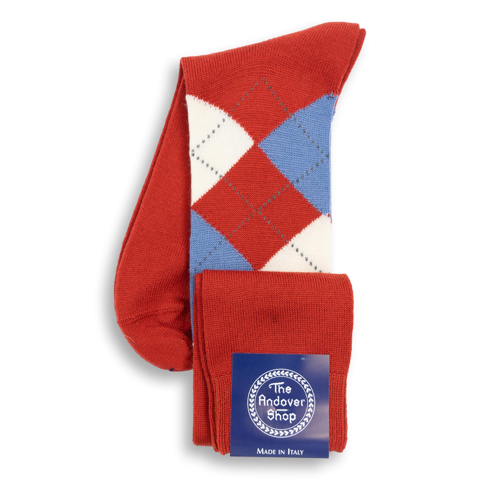 Over the Calf Argyle Wool Dress Socks