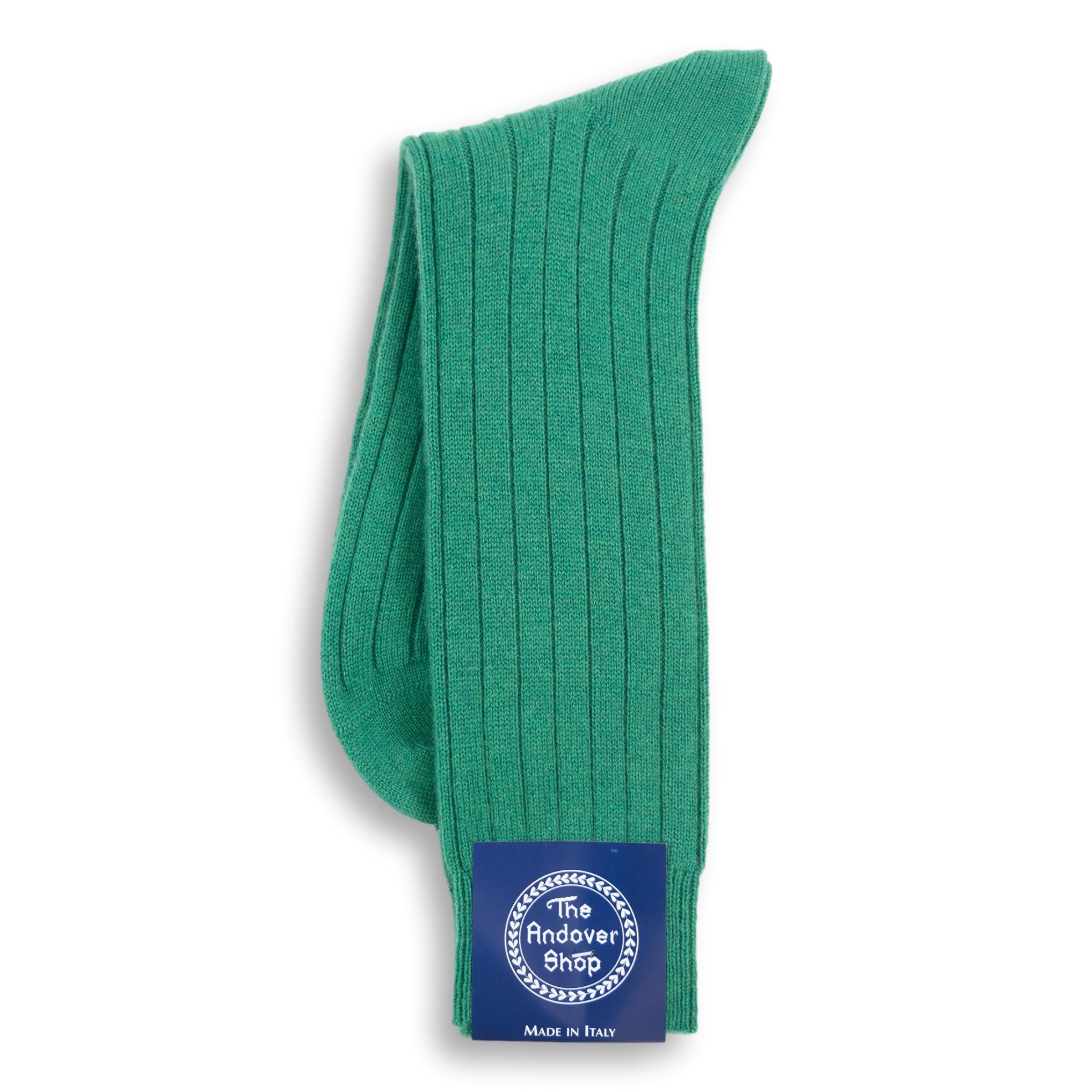 Mid-Calf Pure Cashmere Ribbed Dress Sock