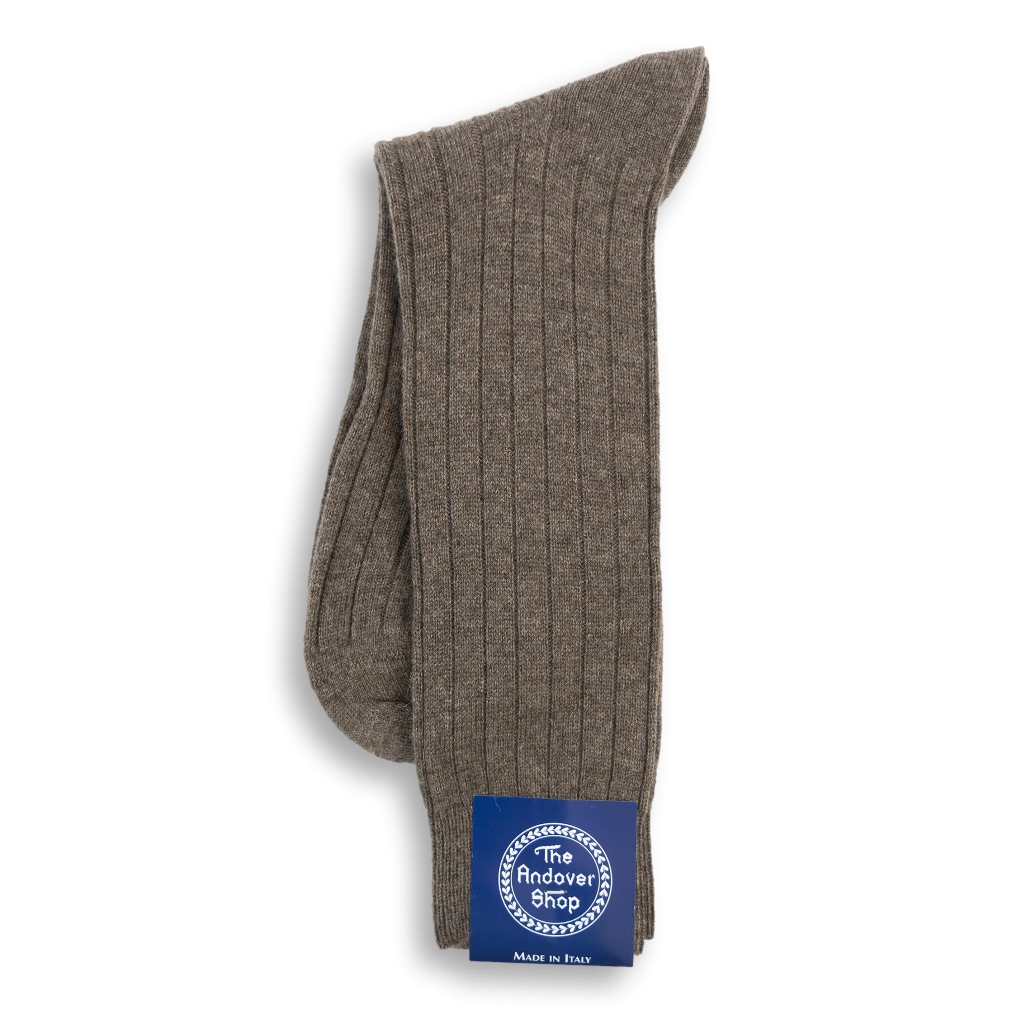 Mid-Calf Pure Cashmere Ribbed Dress Sock