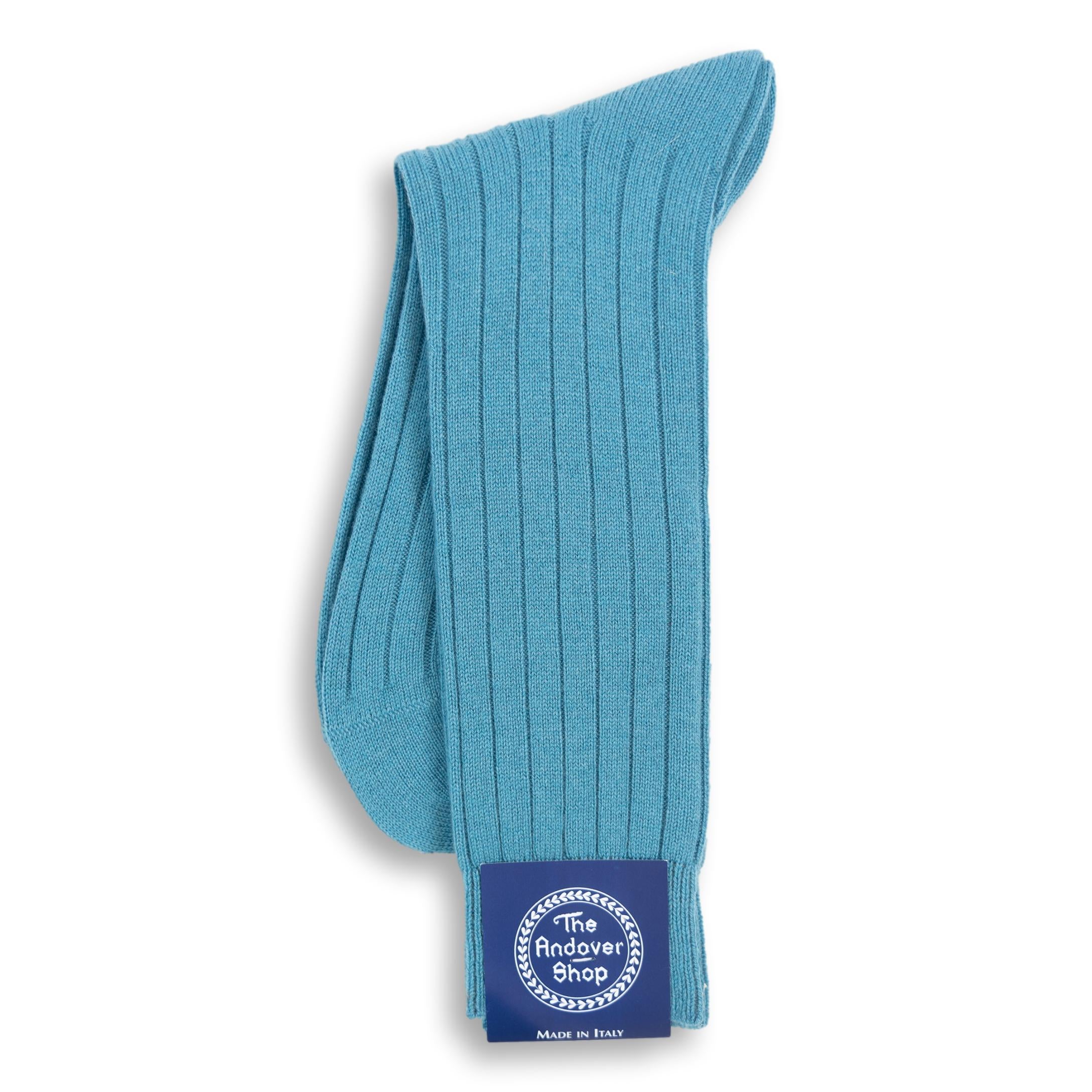 Mid-Calf Pure Cashmere Ribbed Dress Sock