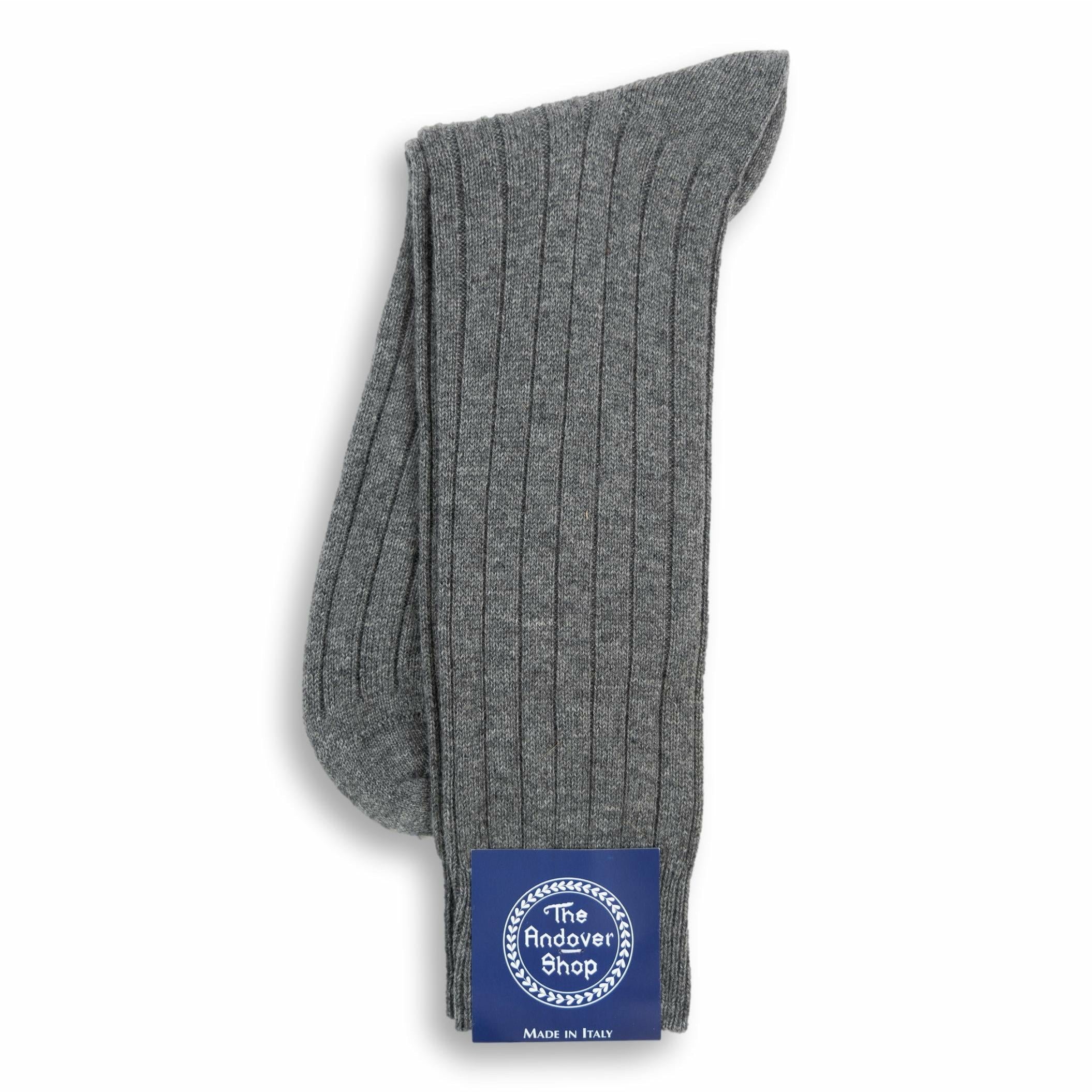 Mid-Calf Pure Cashmere Ribbed Dress Sock