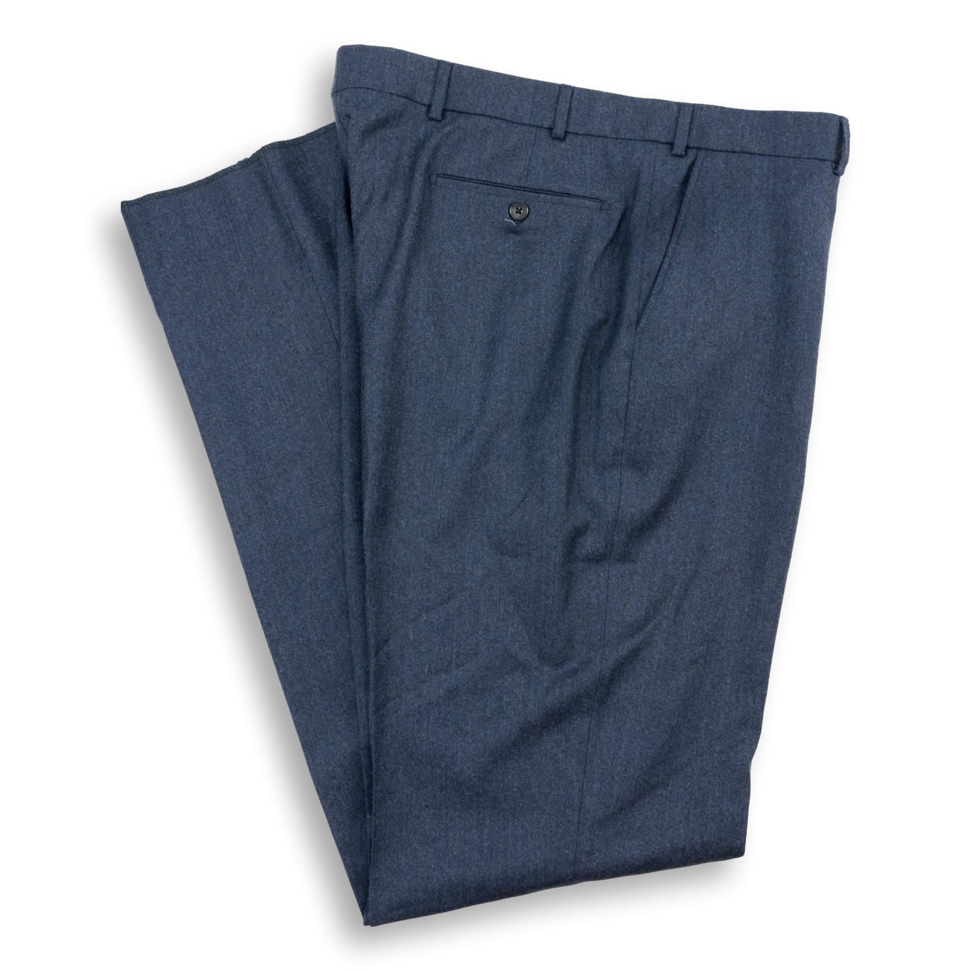 Cashmere and Wool Flannel Plain Front Trousers