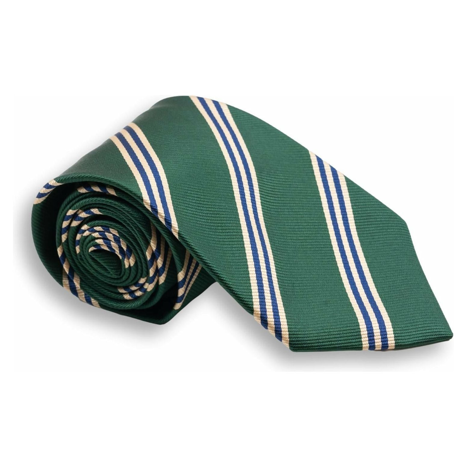 Green Regimental Repp Stripe Silk Tie