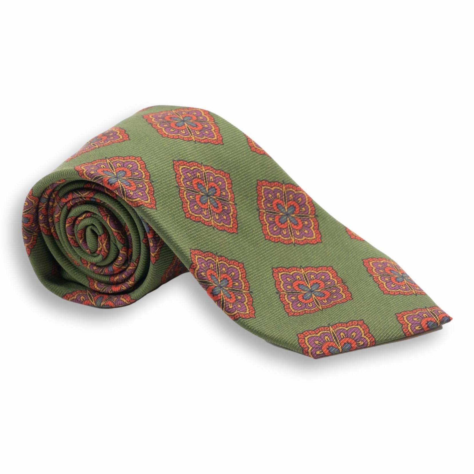 Large Abstract Diamond Medallion Silk Tie