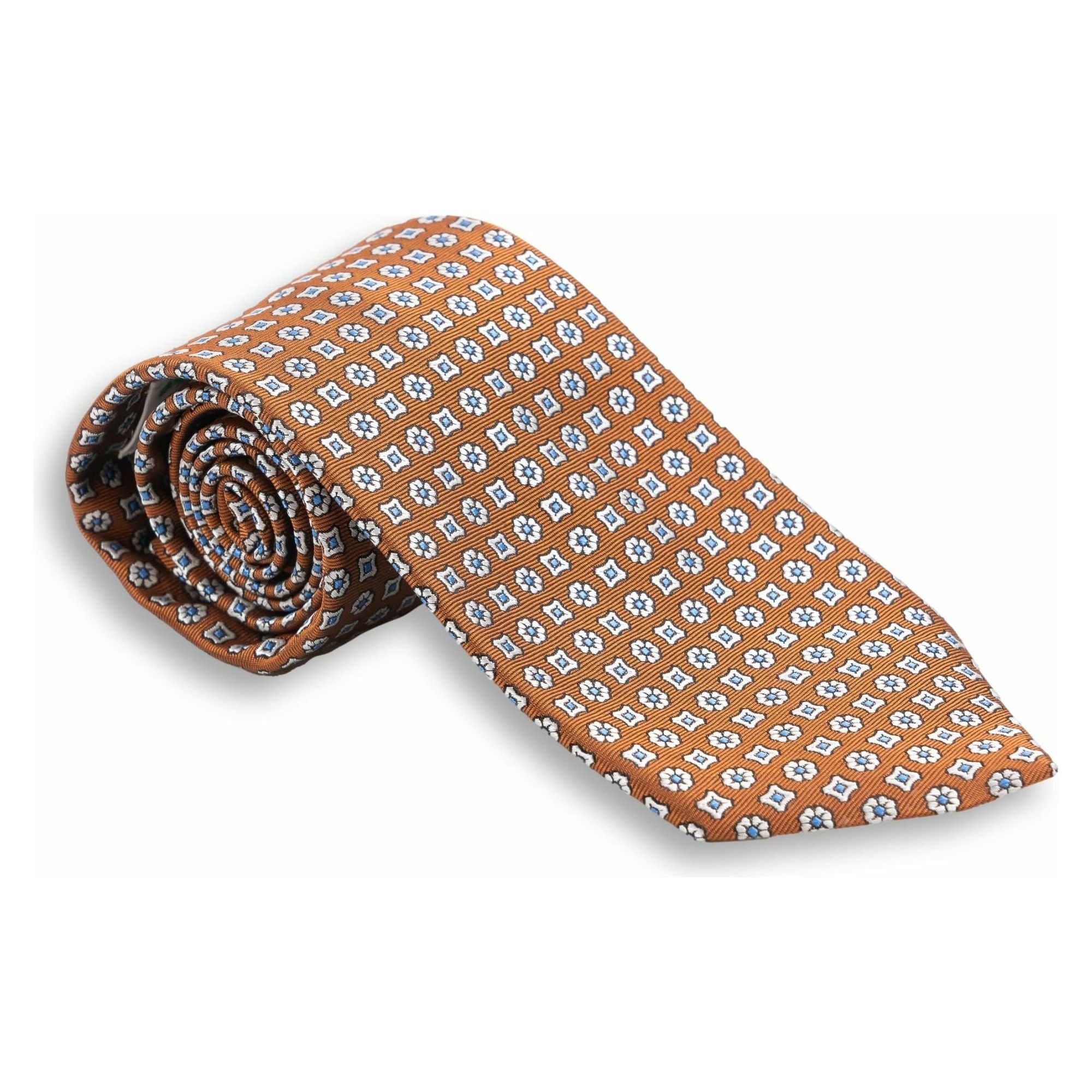 Flower and Abstract Square Woven Silk Tie