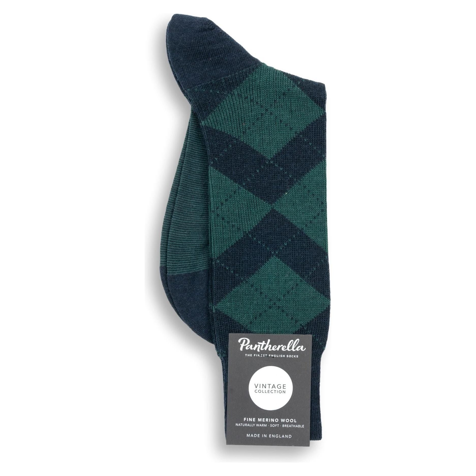 Abdale Argyle Rib Merino Wool Dress Socks