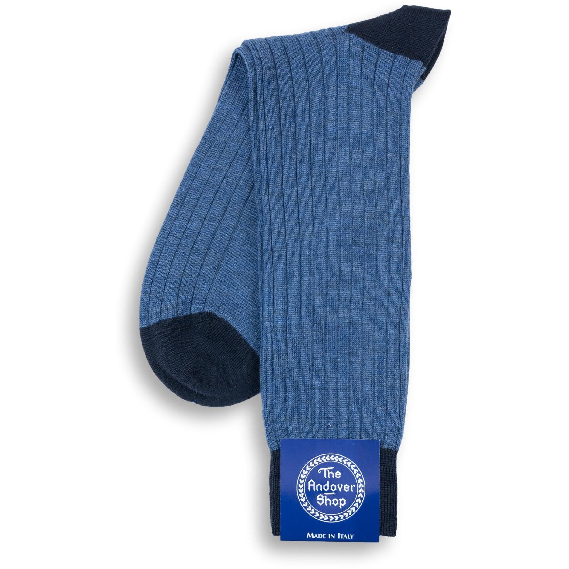 Mid-Calf Alternating Toe and Heel Wool Dress Sock