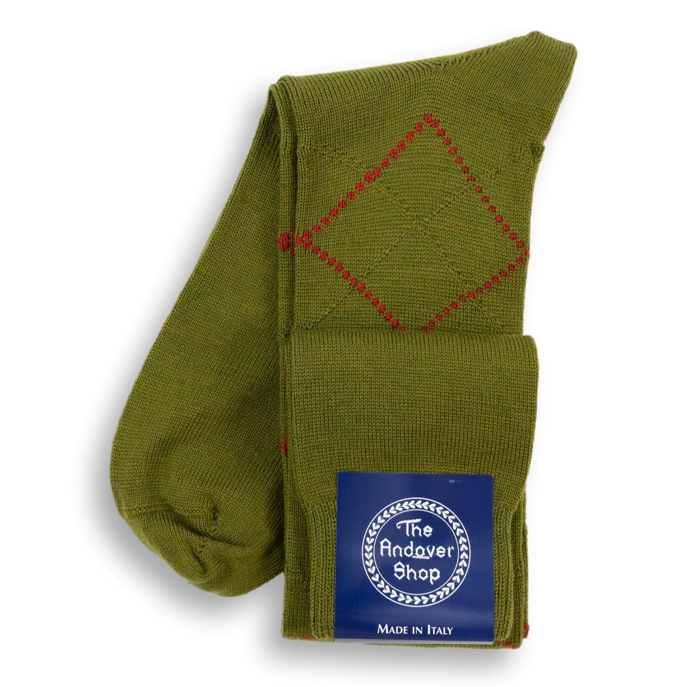 Over the Calf Argyle Wool Dress Socks